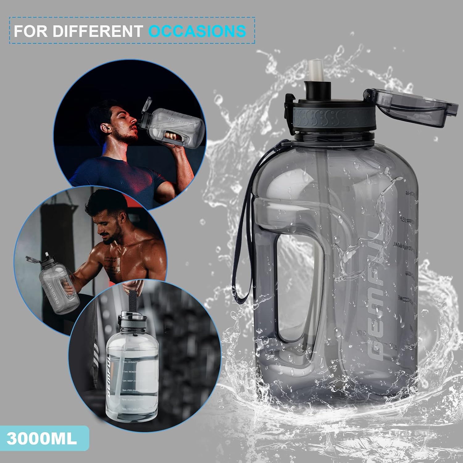 Thumbnail 6 de 3L hydration water bottle with straw