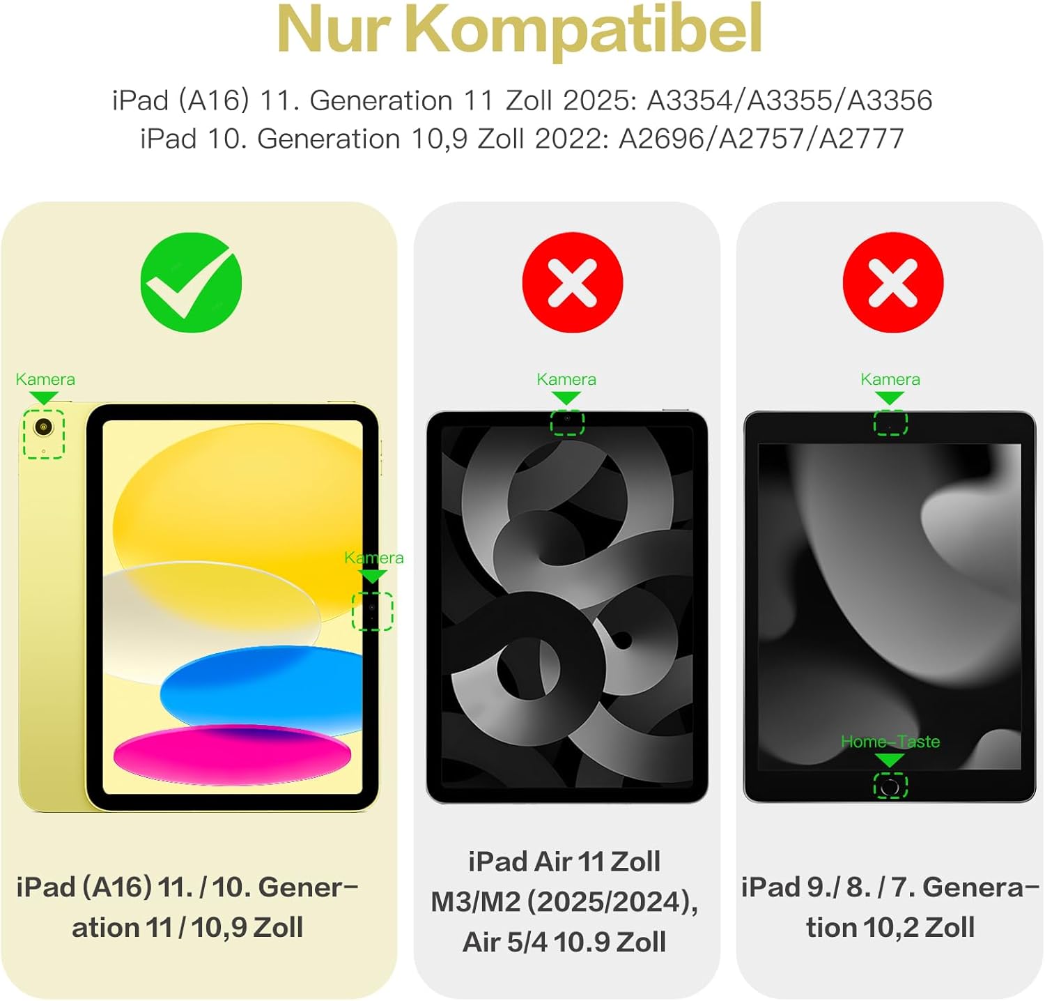 Thumbnail 2 de Vobafe Hülle für iPad A16 11. Generation / iPad 10. Generation (2022) – Transparent Rückseite, Stifthalter, Gelb