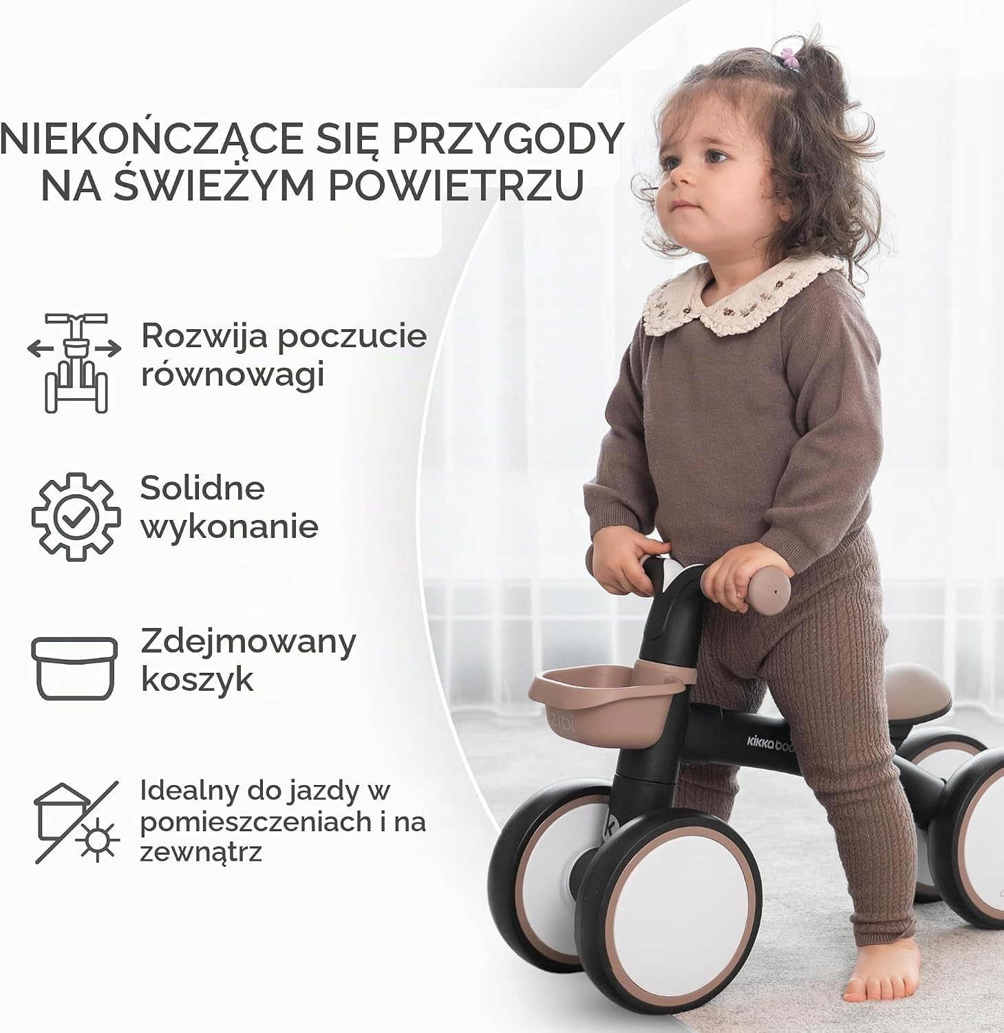 Thumbnail 6 de KikkaBoo ZIPI – rowerek biegowy bez pedałów z regulowanym siedziskiem i koszykiem