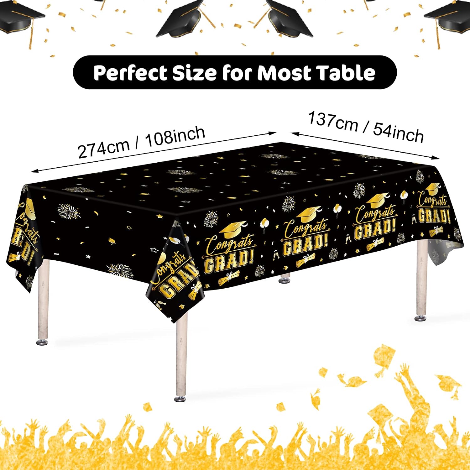 Thumbnail 2 de Graduation Tablecloth, 54 x 108 Inch