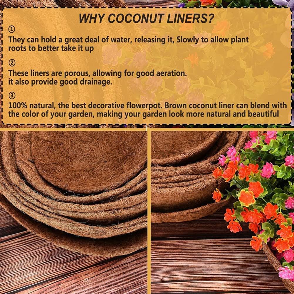 Thumbnail 4 de VLYHGO 30 Inch Natural Coconut Fibre Coco Liner for Wall Trough Window Boxes (2 Pack)