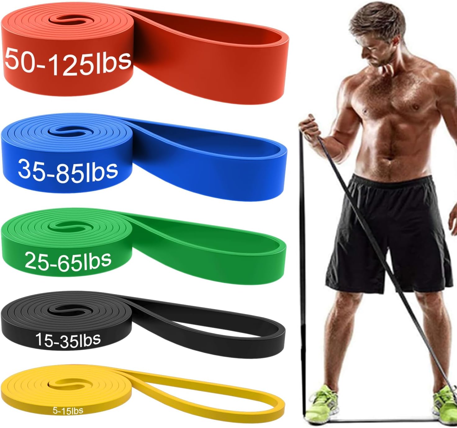 Detalle de ROSAPOAR Resistance Bands Set, 5 Resistance Levels for Pull-Ups and Training