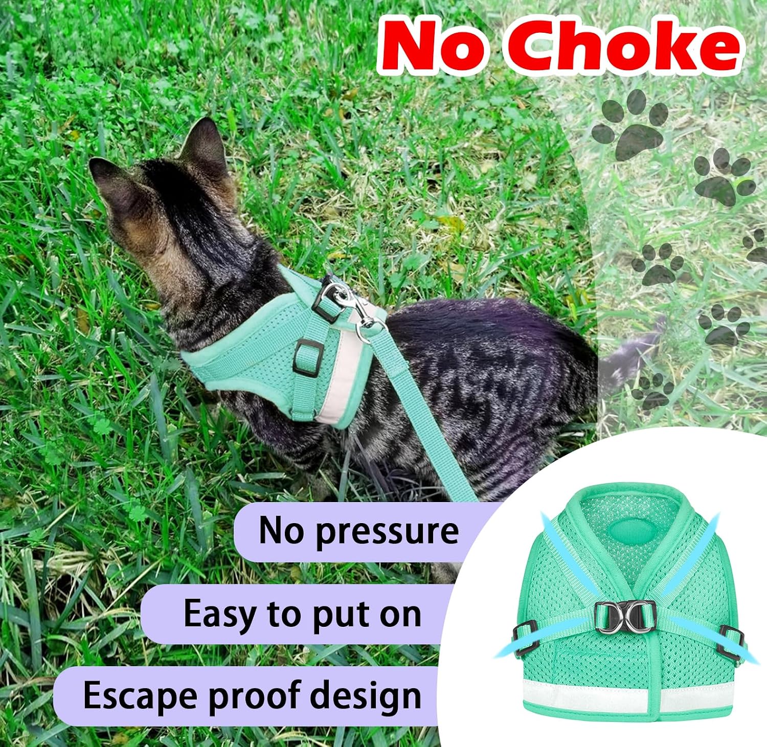 Detalle de Cat Harness and Leash Set, Soft Mesh