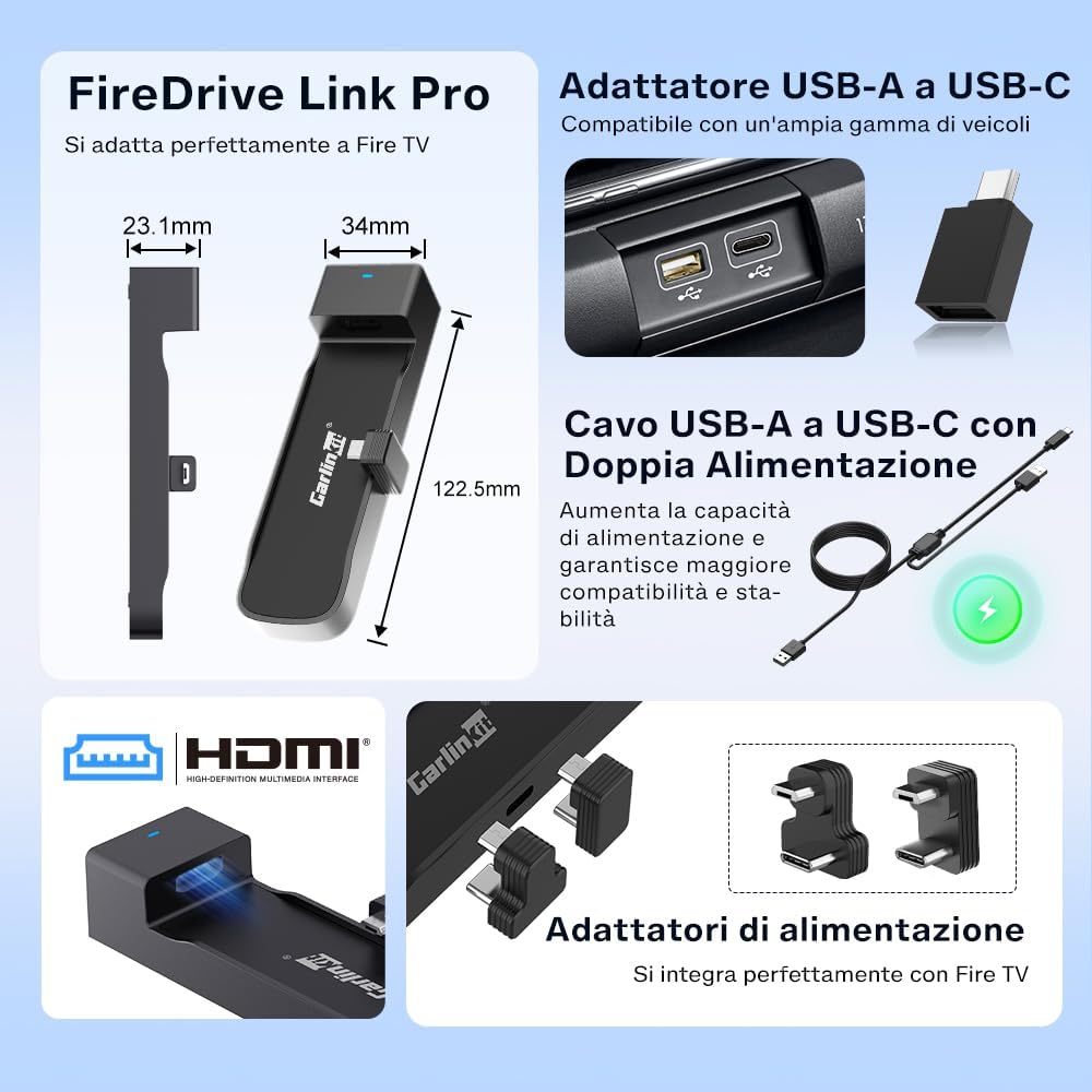 Thumbnail 6 de Carlinkit FireDrive Link Pro HDMI – convertitore wireless per CarPlay/Android Auto su schermo auto con Fire TV Stick