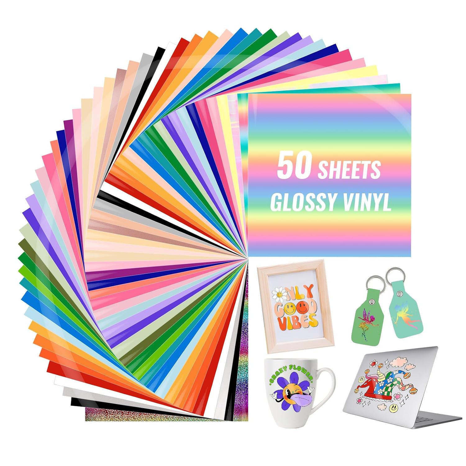 Detalle de VINYL FROG 50 Pack Glossy Permanent Adhesive Vinyl Bundle (12''x12'')