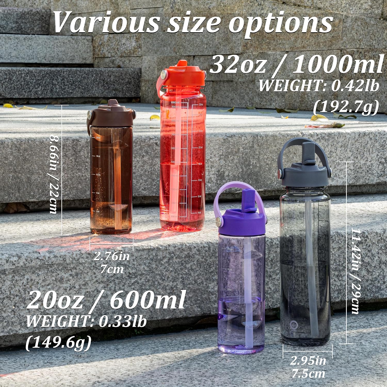Detalle 2 de GOPPUS water bottle 1000ml straw leakproof