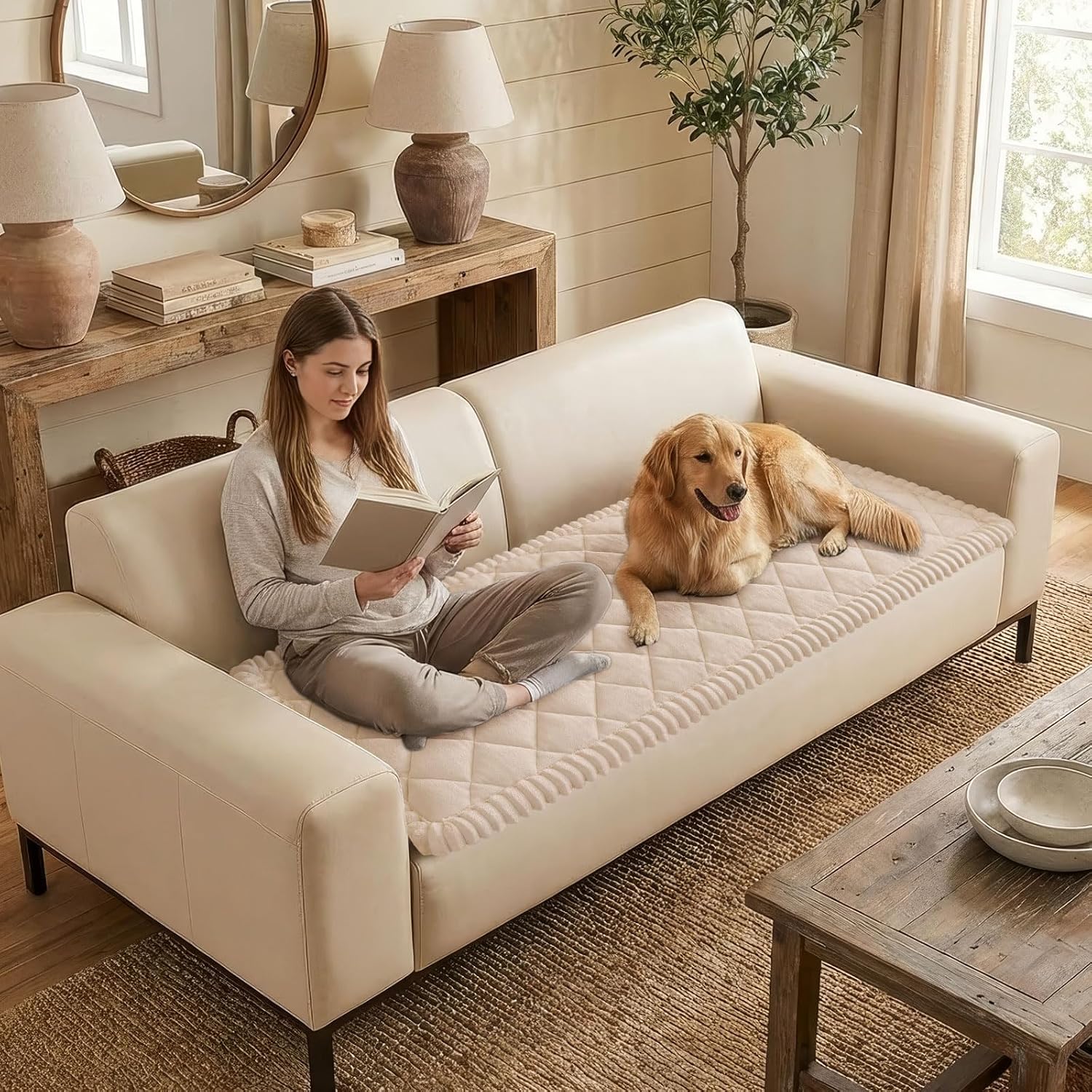 Thumbnail 2 de Smiry Fuzzy Dog Couch Cover 27.6x70.9