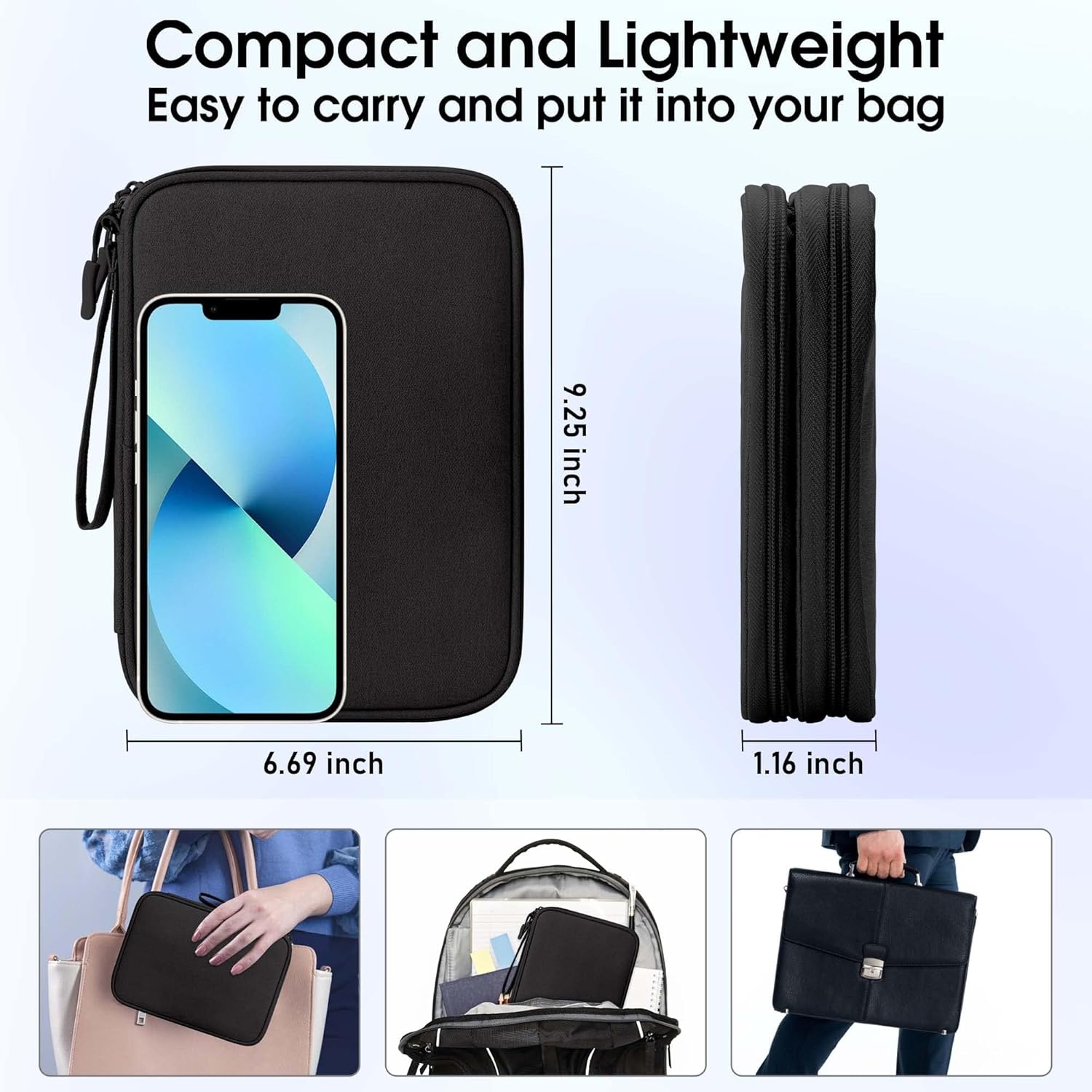 Thumbnail 1 de Arae Elektronik Zubehör Organizer – Kabeltasche Travel Essentials mit Doppelschicht für Ladegerät, USB & SD-Karten (Schwarz)