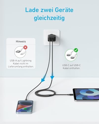 Thumbnail 1 de Anker 20W USB-C Ladegerät mit 2 Ports – kompakt, sicher, schnell