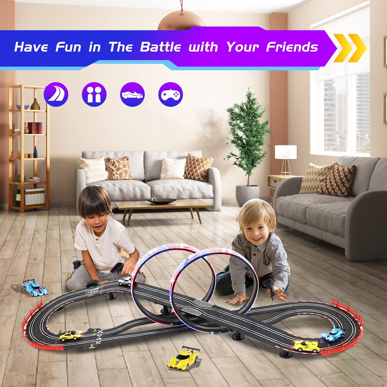 Detalle 2 de Slot Car Race Track Set 20ft with 4 Cars