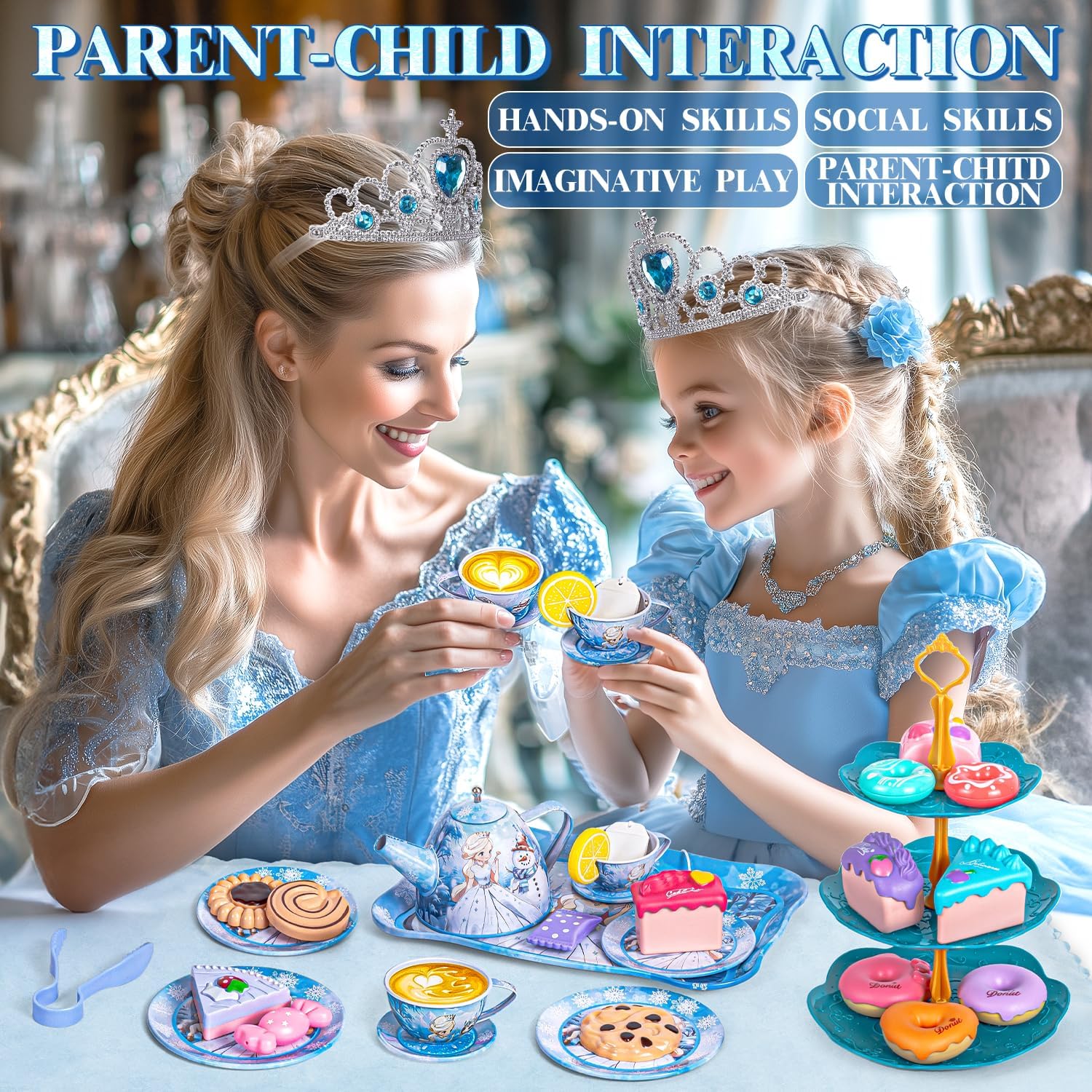 Detalle de Hohosunlar Kids Frozen Tea Party Set (Elsa) – Toddler Princess Tea Set with Carrying Case