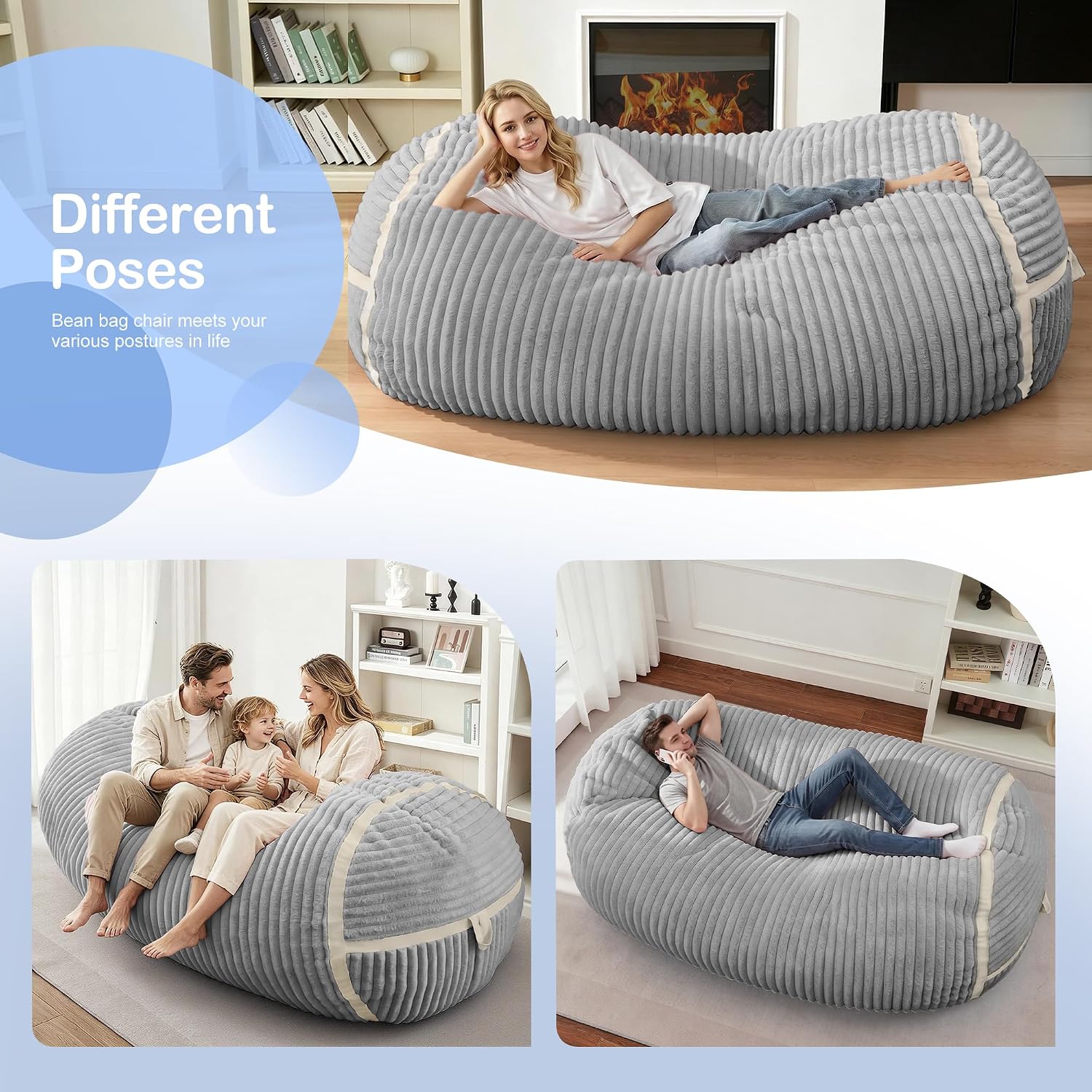 Detalle 2 de HABUTWAY Bean Bag Chair 6FT