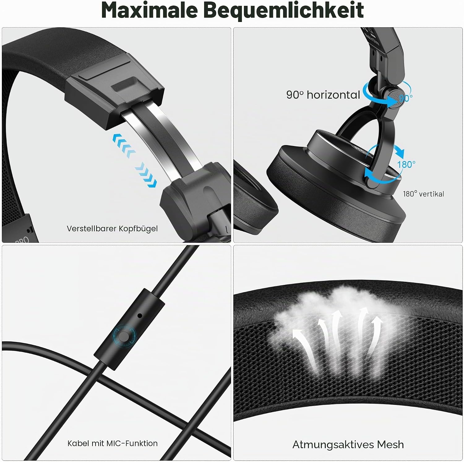 Thumbnail 3 de Ortizan Studio-Kopfhörer mit Kabel – Over-Ear, 50 mm Treiber, 3,5/6,35 mm Anschluss