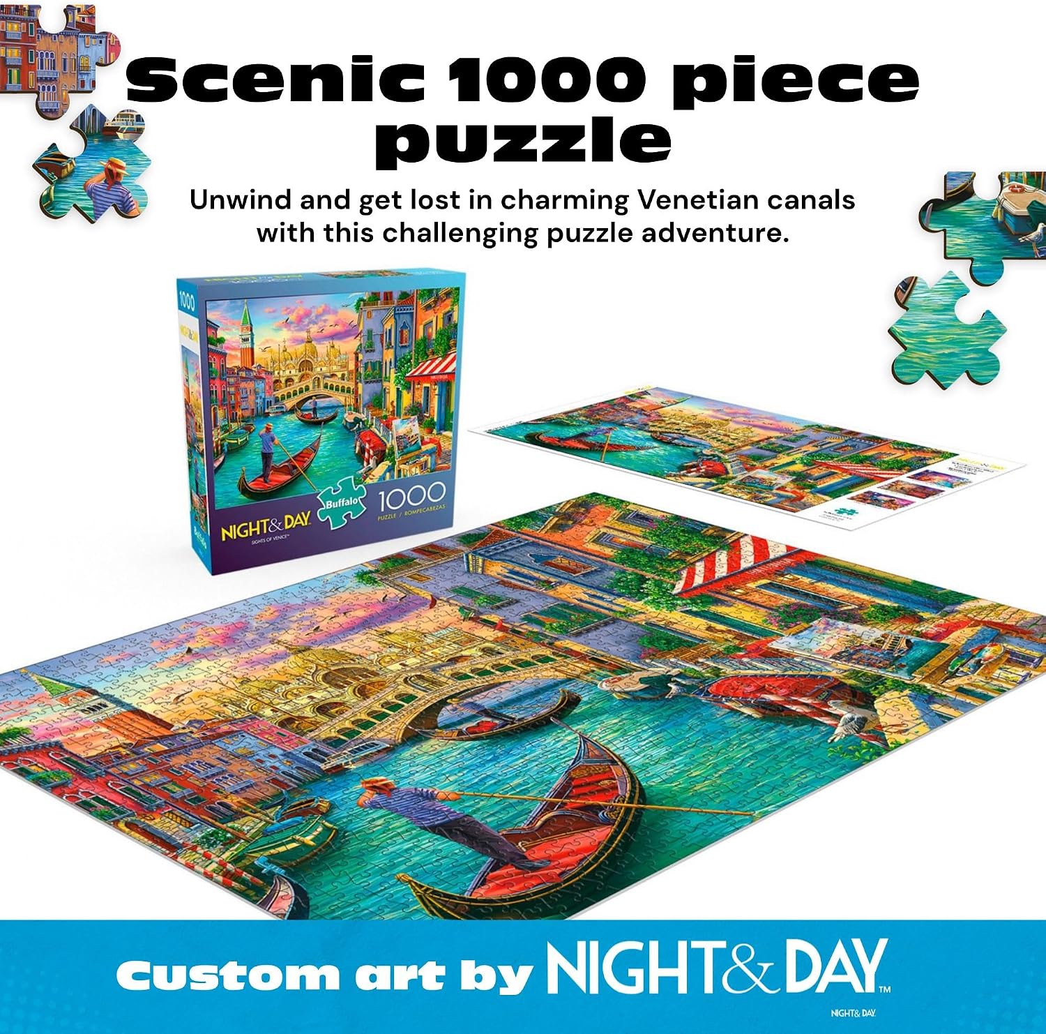 Detalle 2 de Buffalo Games Sights of Venice Image World 1000-Piece Jigsaw Puzzle (Made in the USA)