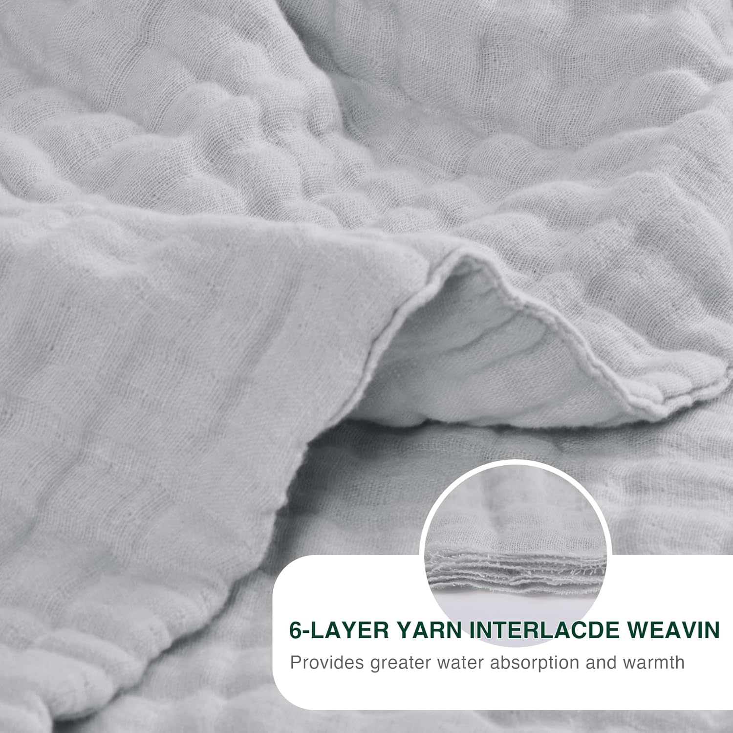 Thumbnail 6 de Love's cabin Muslin Blanket 108x90 Light Grey