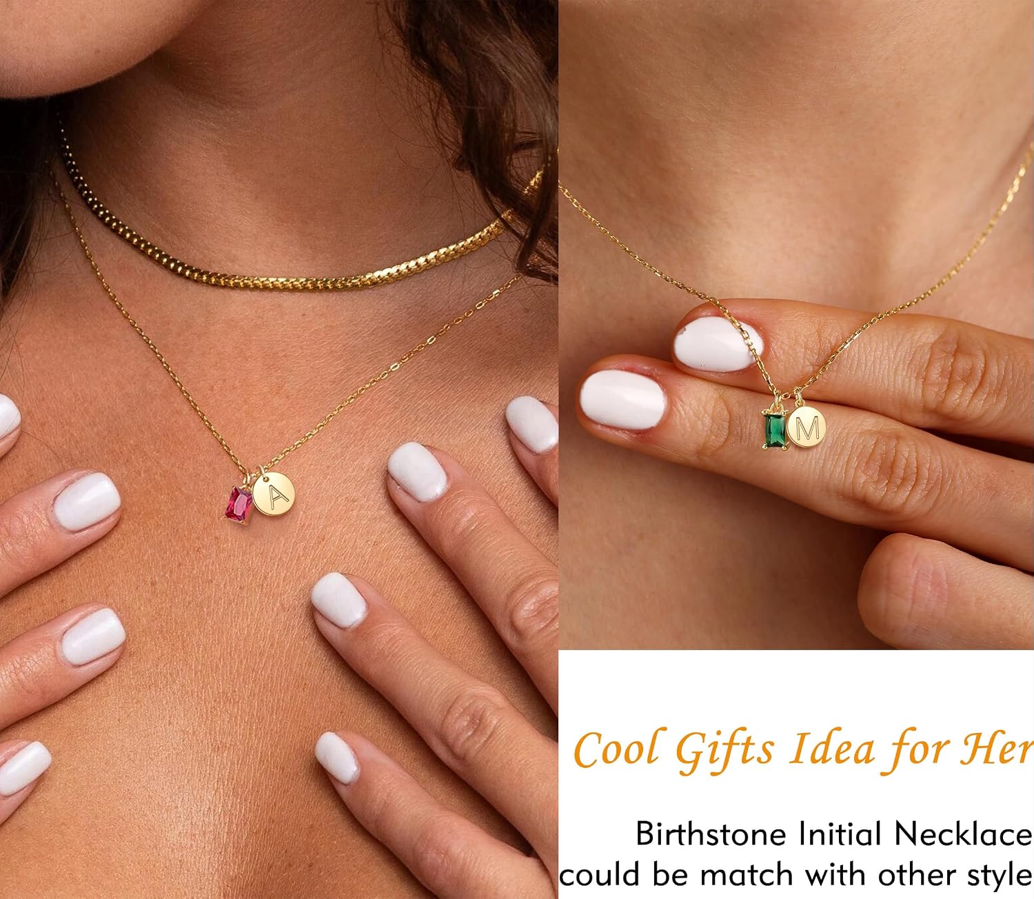 Thumbnail 5 de Initial Birthstone Necklace, 14K Gold-Plated