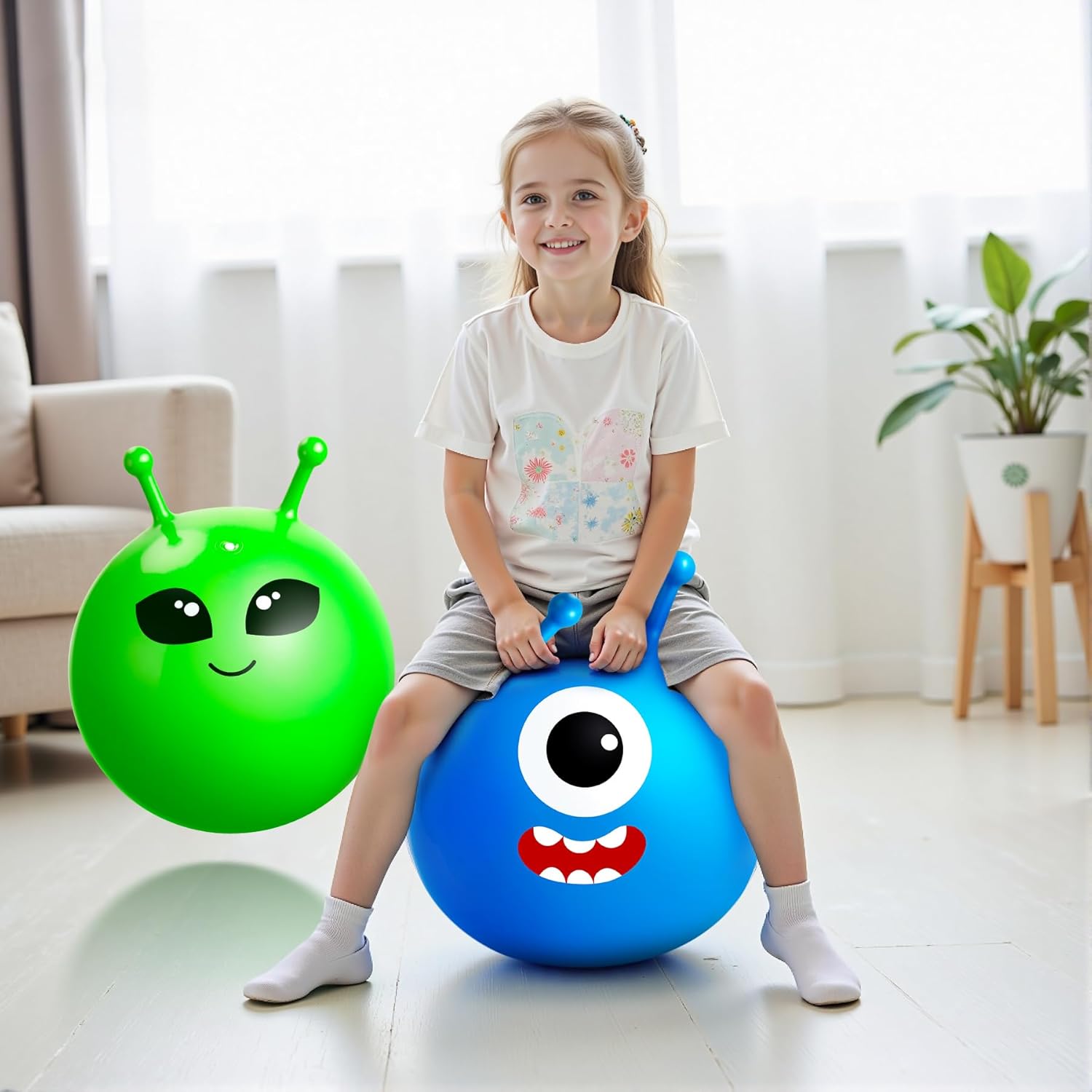 Thumbnail 6 de U&C Planet 2-Pack 18 Inch Space Hopper Kids Bouncy Hopper Balls with Pump (Anti-Slip) for Ages 3–8
