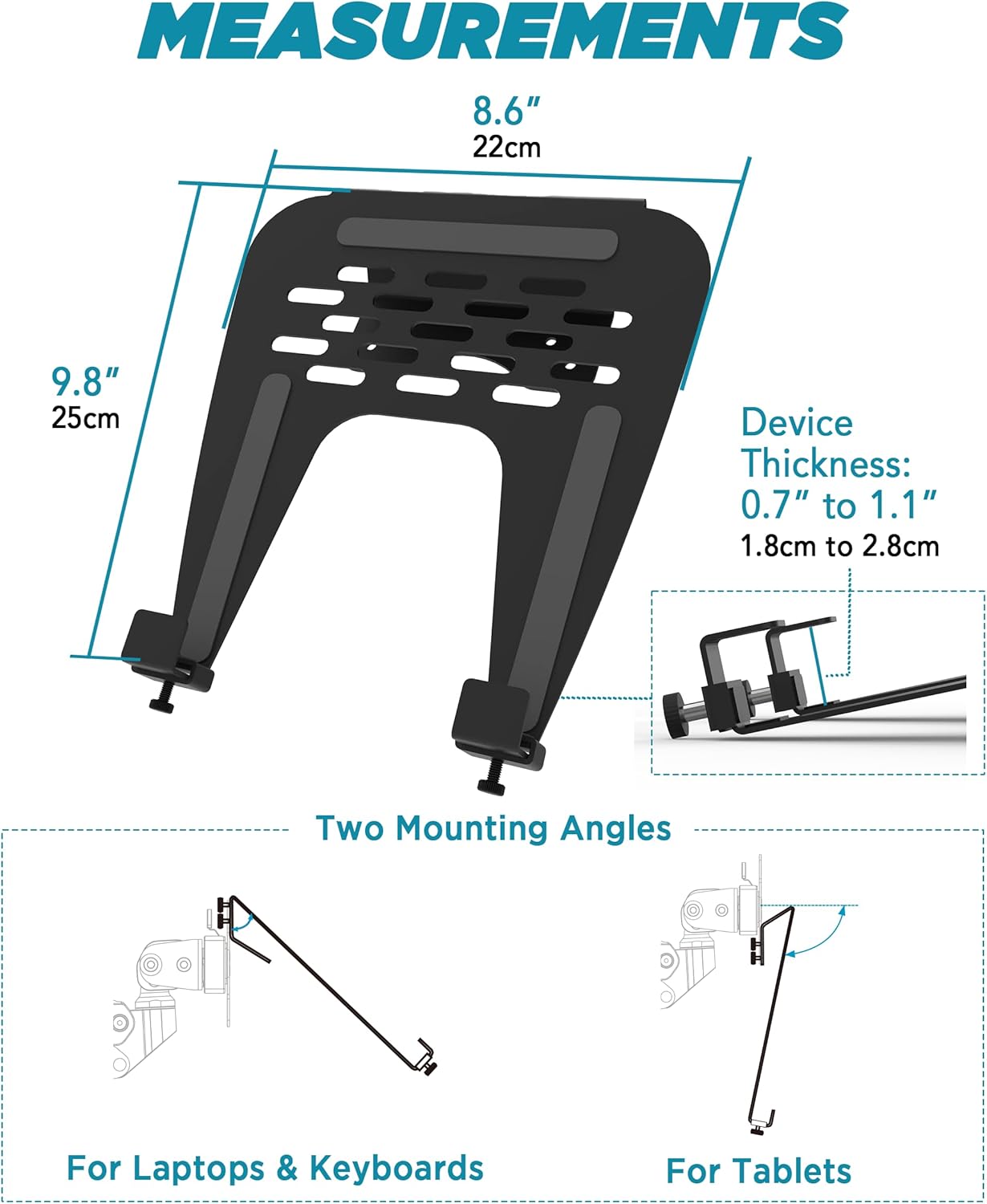 Thumbnail 5 de ULTRARM MAAC-L : plateau ventilé pour ordinateur portable compatible VESA 75/100 (acier) jusqu’à 13 kg