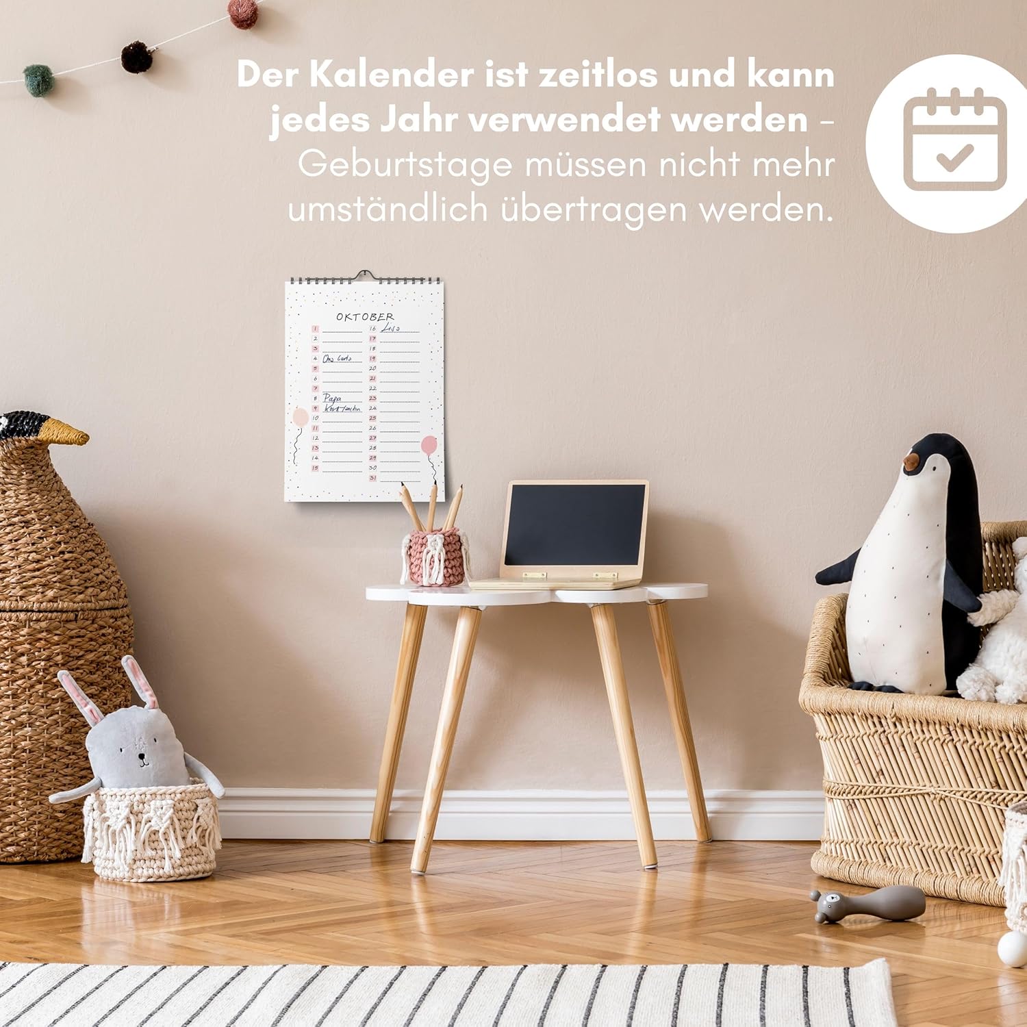 Thumbnail 3 de Geburtstagskalender jahresunabhängig als Dauerkalender (undatiert) – A4 zum Eintragen von Geburtstagen