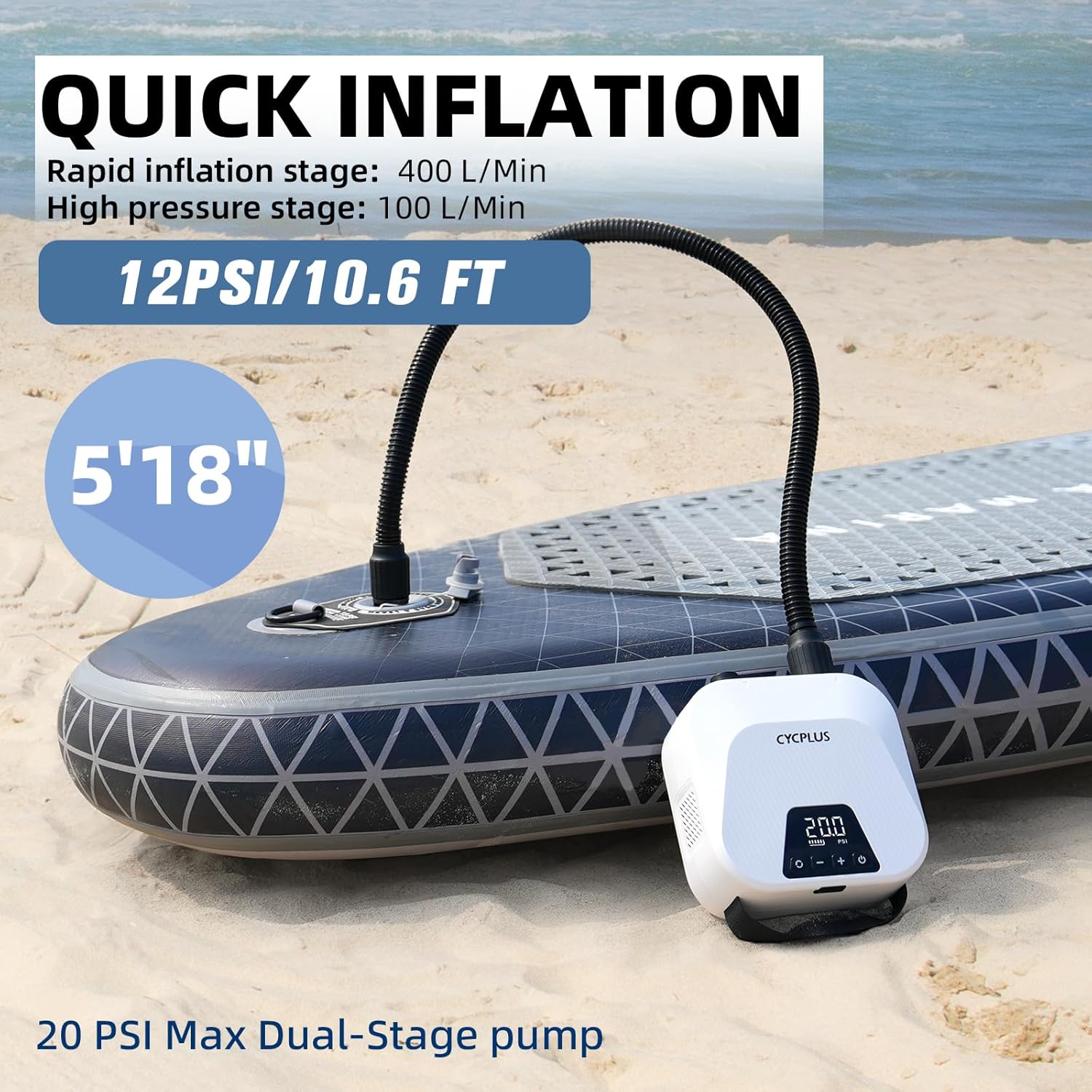 Detalle 2 de CYCPLUS 20 PSI Smart Luftpumpe für SUP
