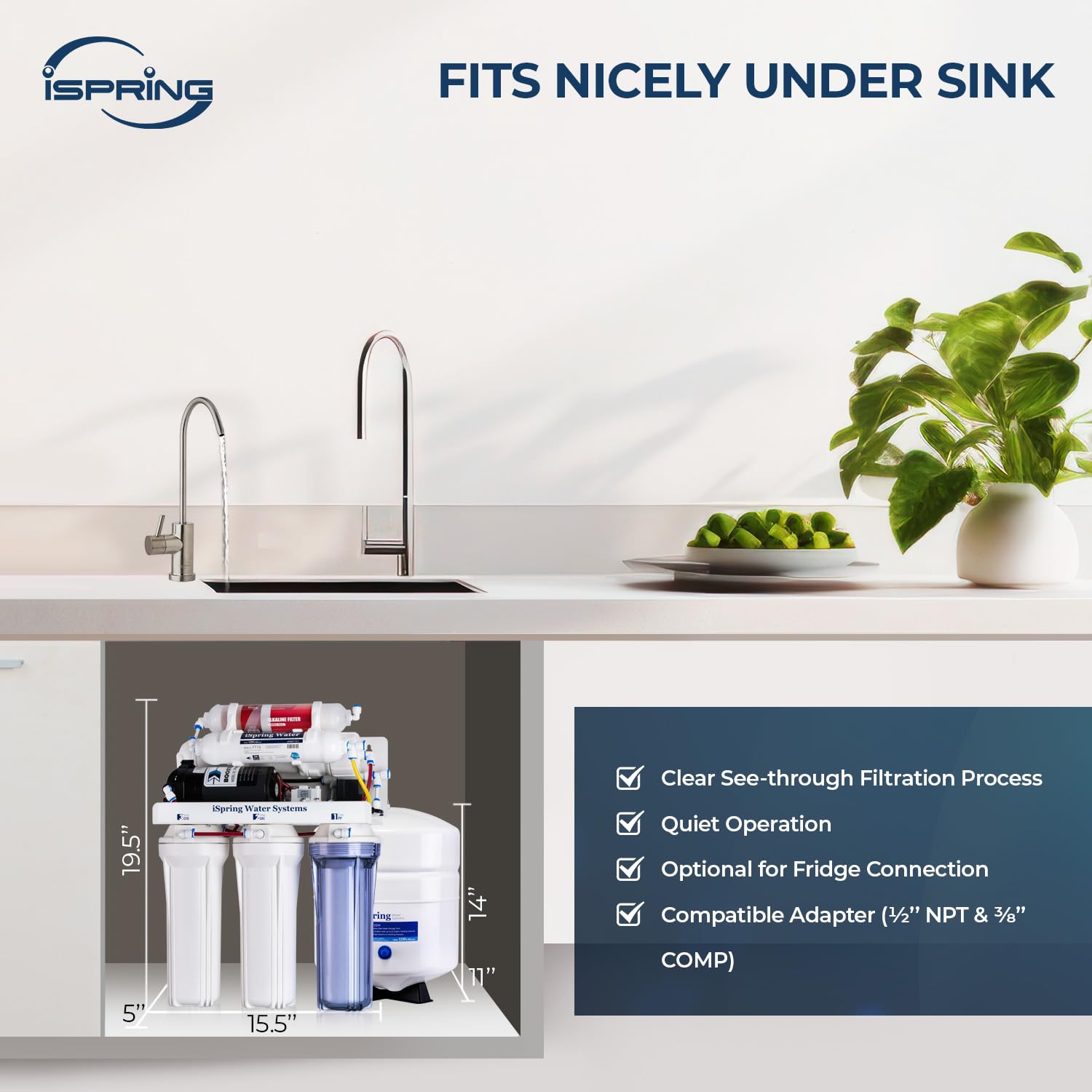 Detalle de iSpring RCC7P-AK 6-Stage Under-Sink RO Water System with Alkaline Filter