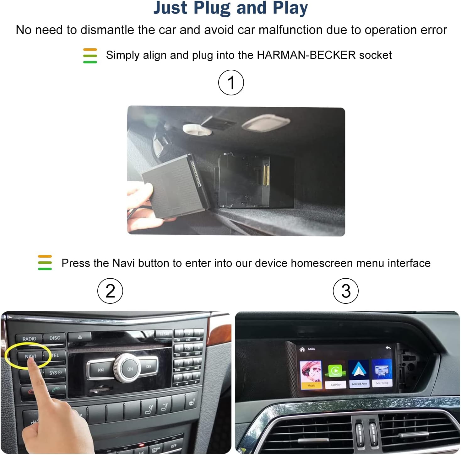 Detalle de Road Top Wireless CarPlay Adapter for Mercedes-Benz (NTG4.5) with Harman Becker Slot