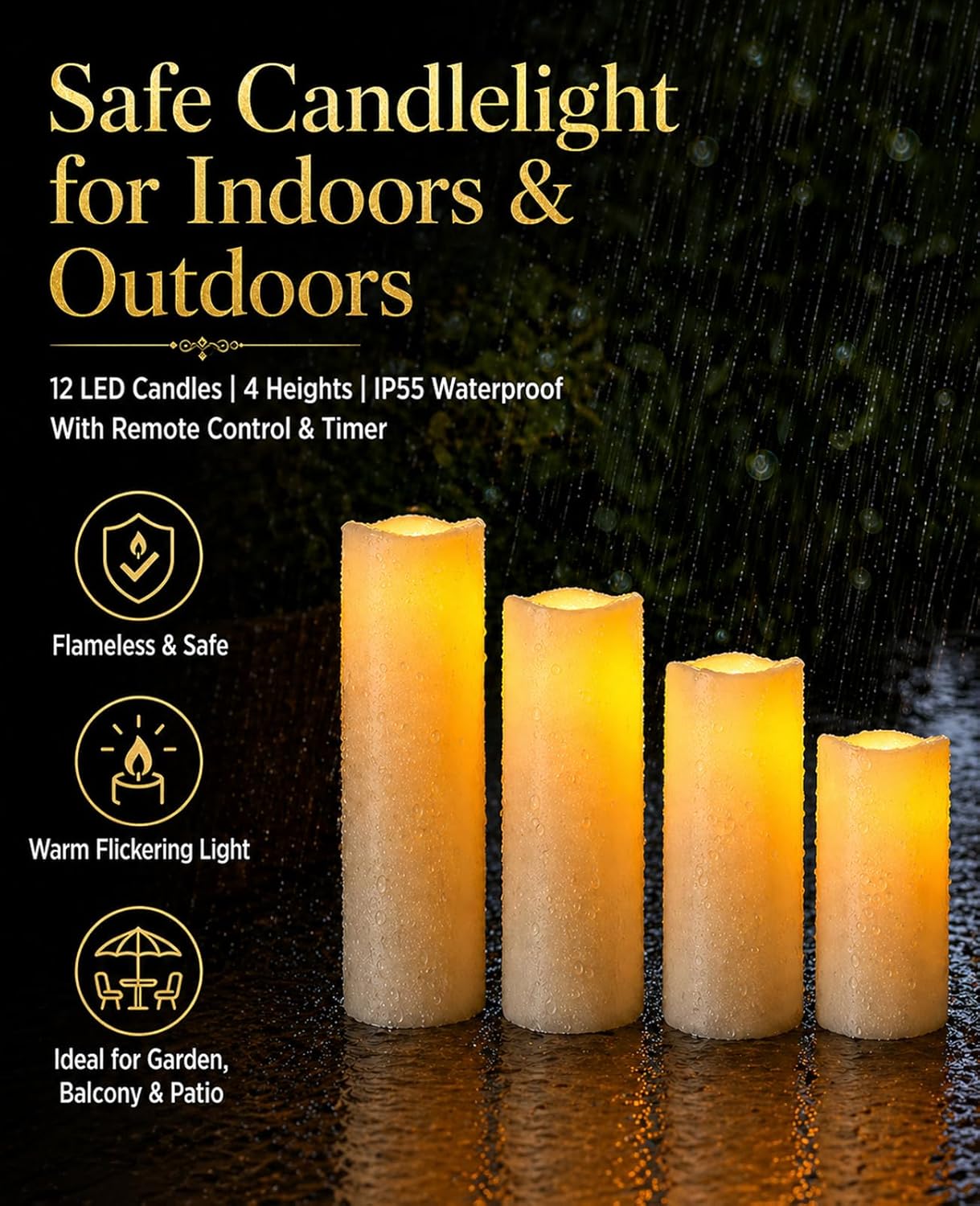 Thumbnail 1 de Fanzir Fanzir Outdoor wasserdichte LED-Kerzenlampe mit Fernbedienung – 12er-Set für Indoor & Outdoor