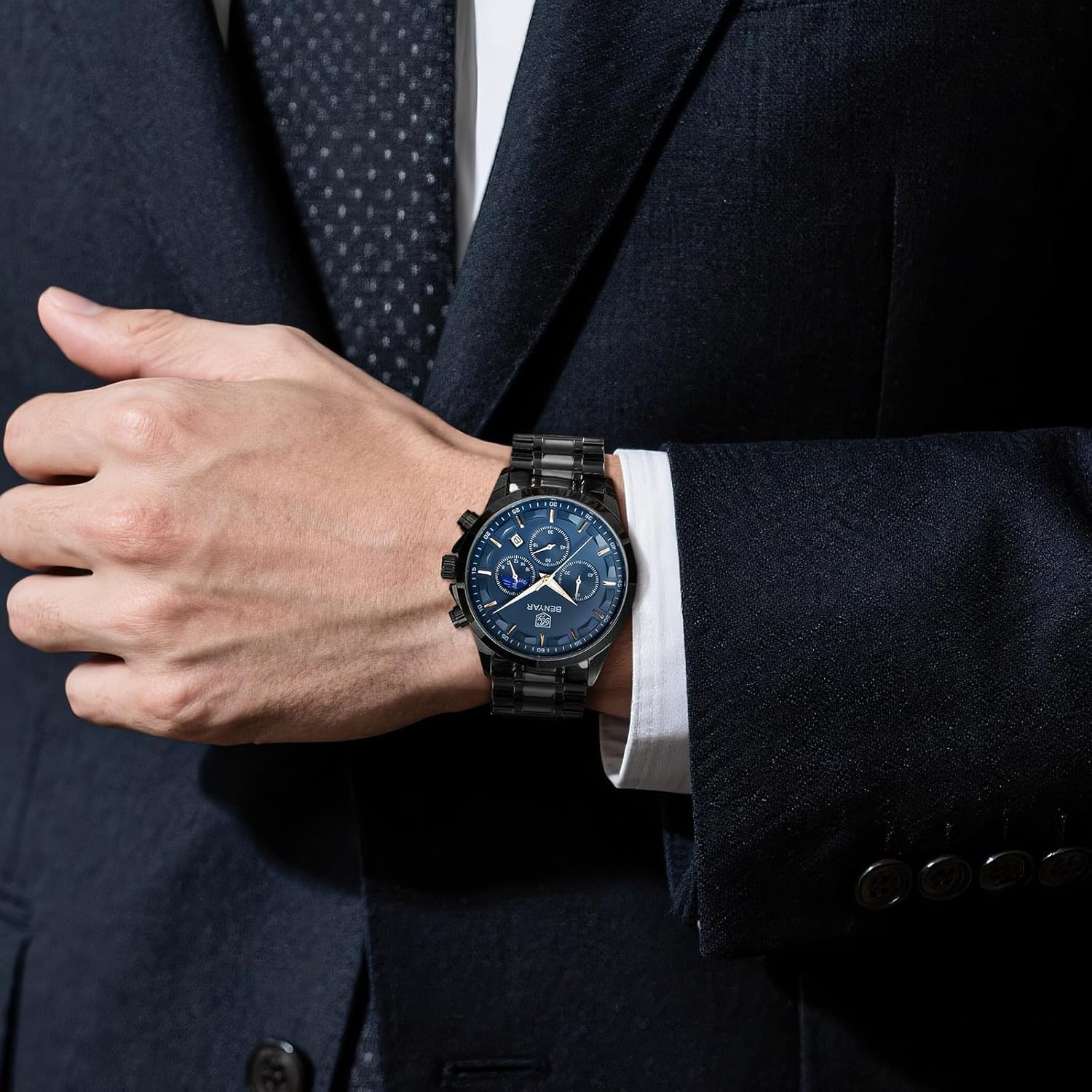 Detalle de BENYAR BY Uhren Herren Chronograph Analog Quarz – Wasserdicht, Datum, Elegante Herrenuhr