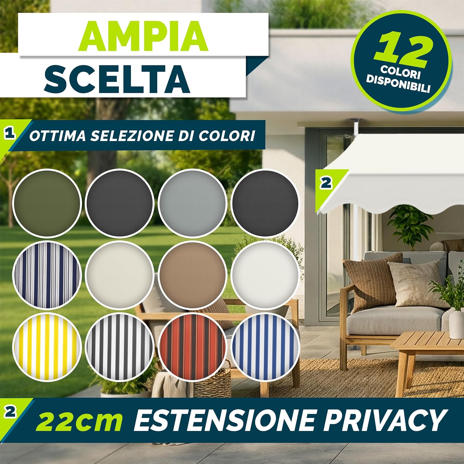 Thumbnail 6 de tillvex Tenda da sole a bracci con manovella 150 cm (senza forare) regolabile in altezza