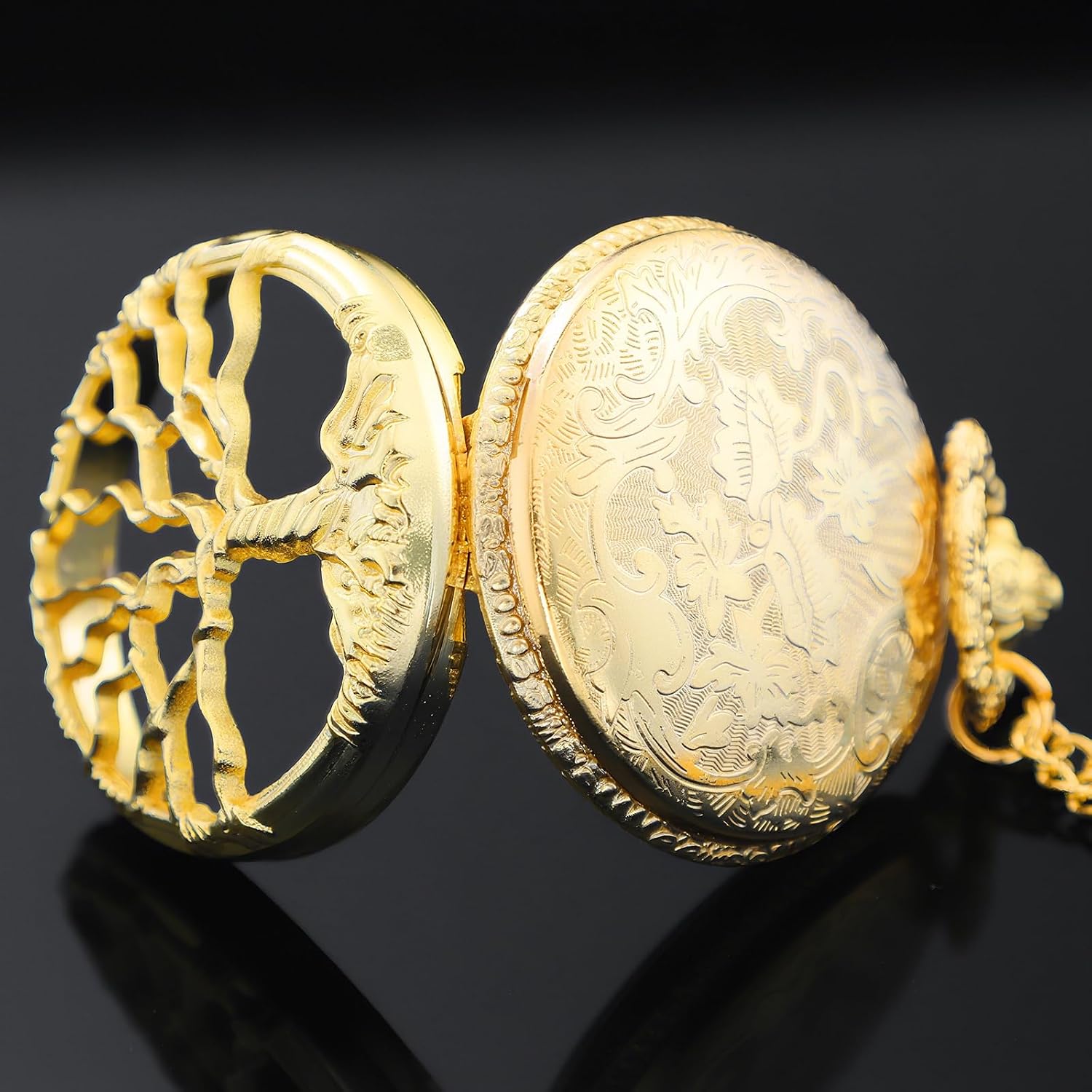 Thumbnail 4 de Tiong Tree of Life Pocket Watch with Chain – 4.5 cm Quartz Vintage