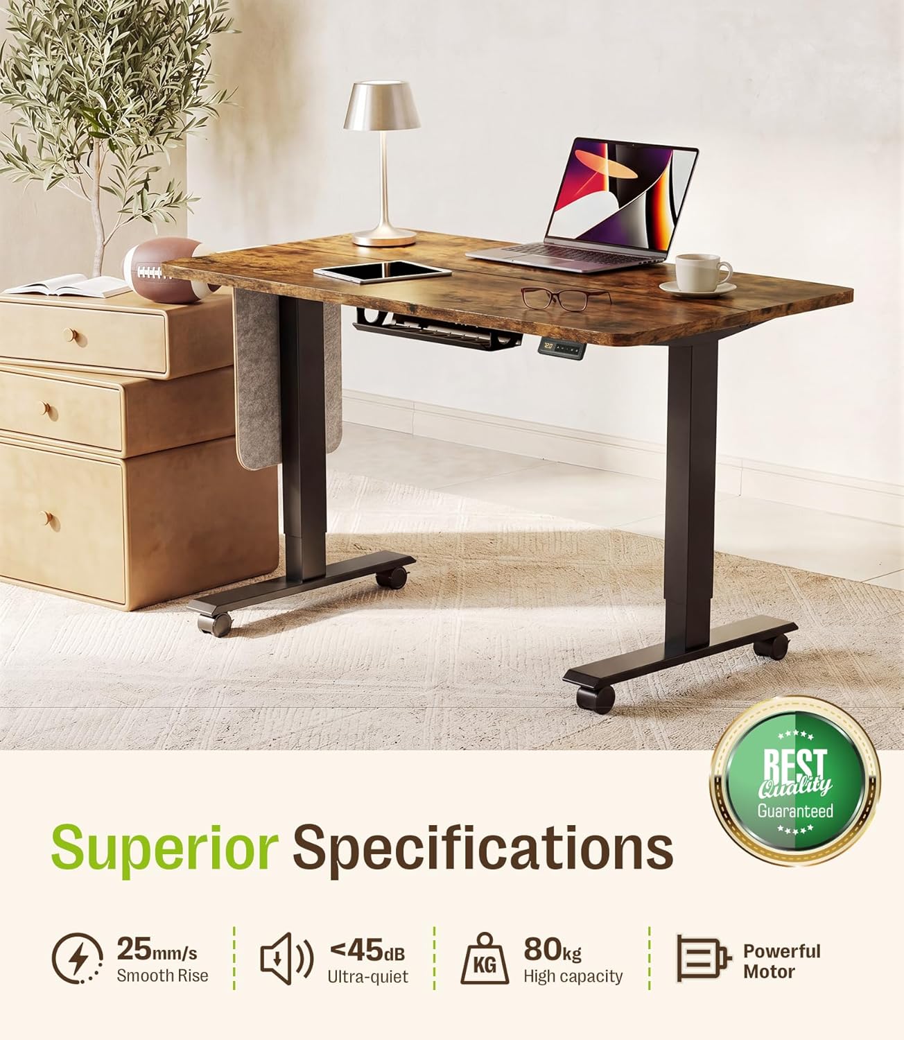 Detalle de MAIDeSITe Electric Height Adjustable Standing Desk, 120 x 60 cm – UK Review
