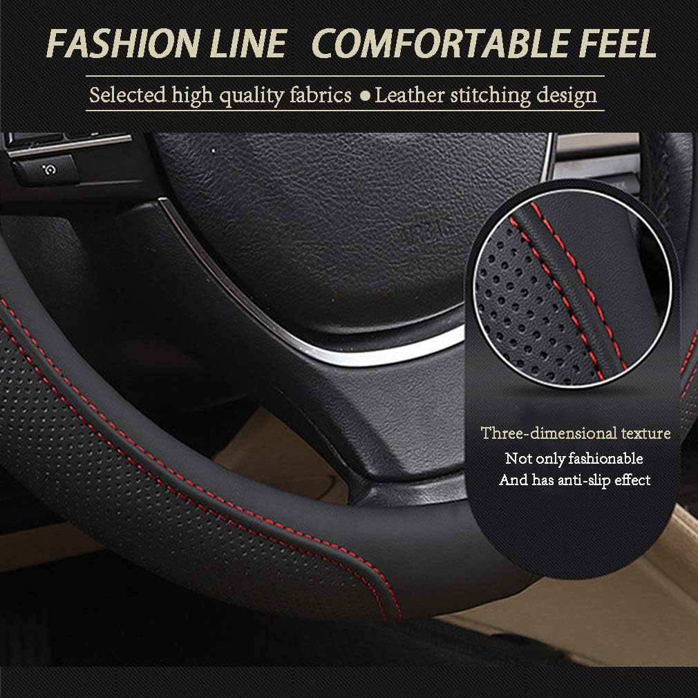 Detalle de Pahajim Steering Wheel Covers Soft Microfiber Leather Look Wheel Sleeve (15 inch) – Black Blue Line