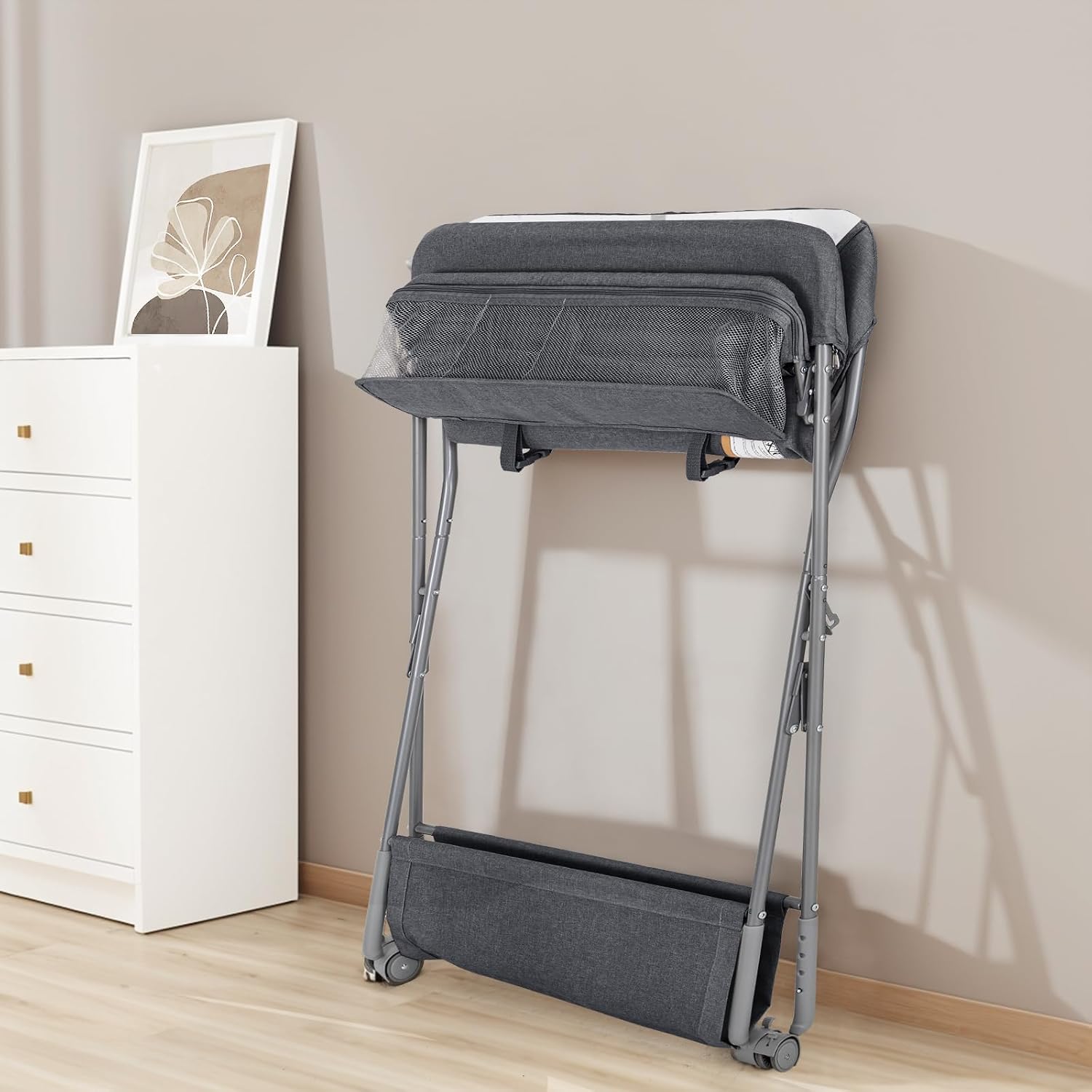 Thumbnail 6 de Maydolly Baby Changing Table, Folding Adjustable Height with Wheels, Dark Gray