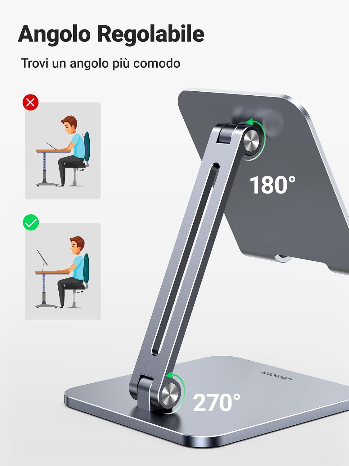Thumbnail 6 de UGREEN Supporto Tablet Pieghevole da Tavolo in Alluminio (compatibile fino a 12,9")
