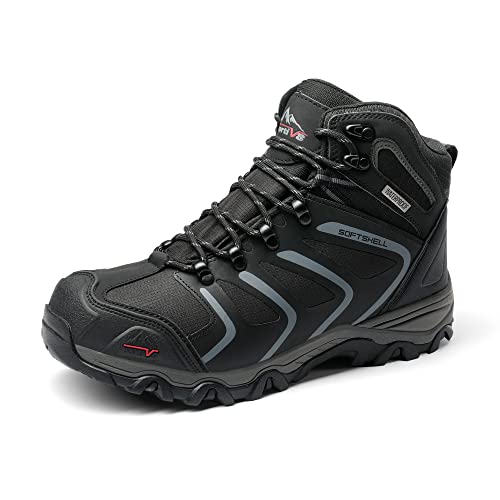 Detalle de NORTIV 8 Armadillo Herren-Wanderschuhe, wasserdicht, Schwarz/Grau, 43W