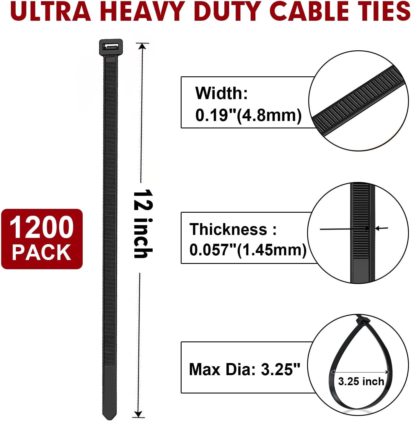 Detalle 2 de RAZCC 12 Inch Zip Ties