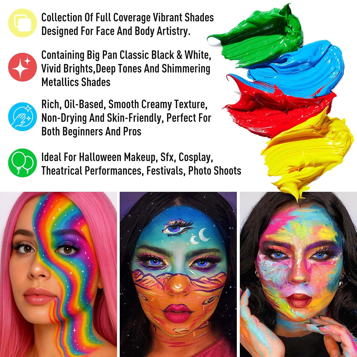 Detalle 2 de UCANBE Athena Face Paint 20 Farben Theaterfarbe 🎨
