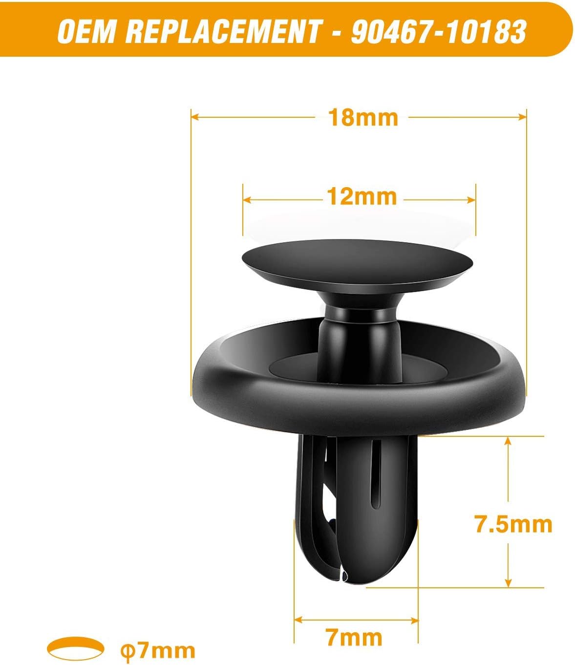 Detalle de GOOACC 100PCS 7mm & 9mm Push-Type Retainer Clips (with Fastener Remover) for Lexus & Toyota