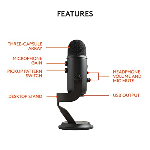 Thumbnail 7 de Logitech Creators Blue Yeti USB Microphone for PC & Mac (Blackout) with Blue VO!CE, 4 Pickup Patterns