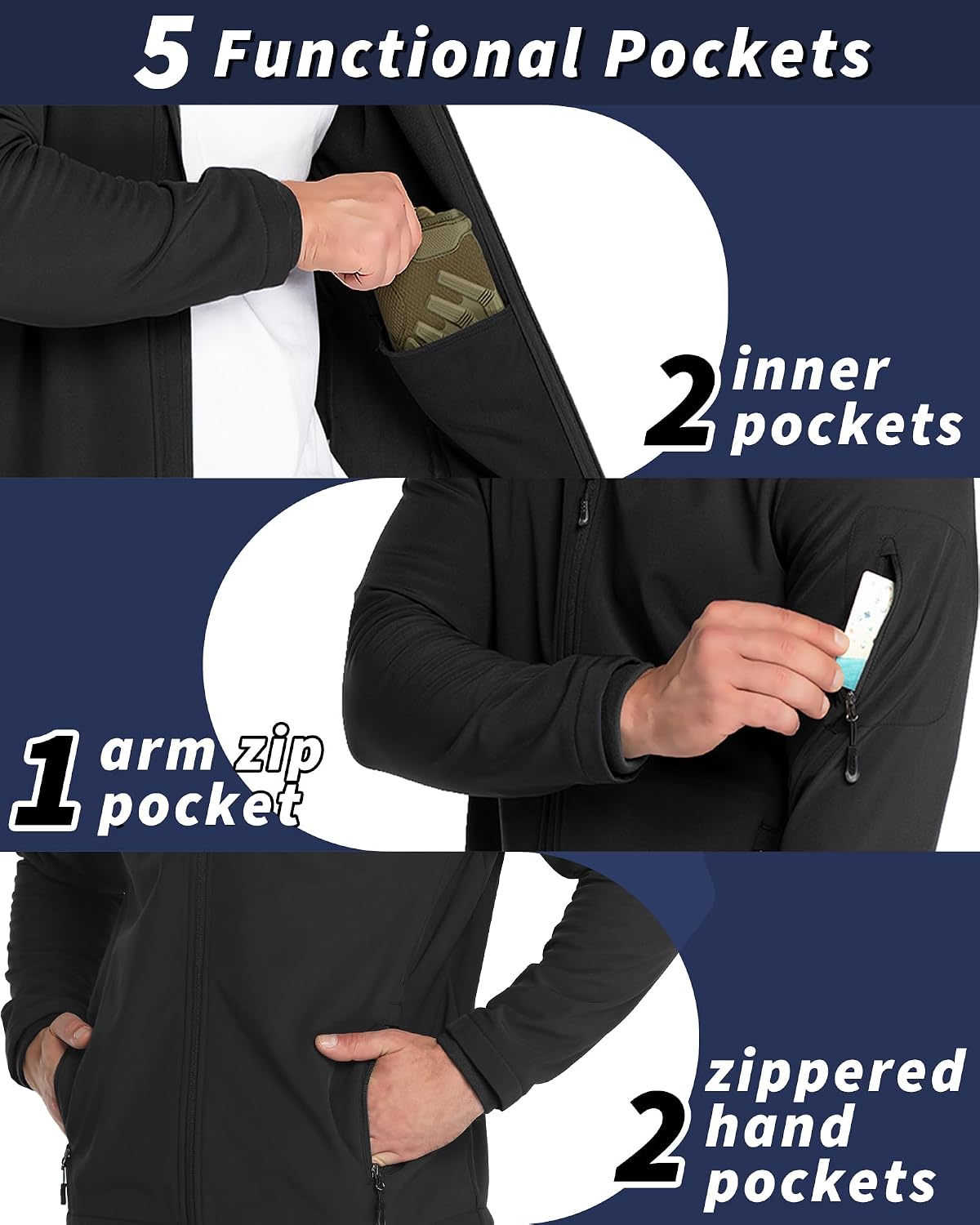 Detalle 2 de 33,000ft Men's Hooded Softshell Jacket, Waterproof, Lightweight and Fleece-Lined