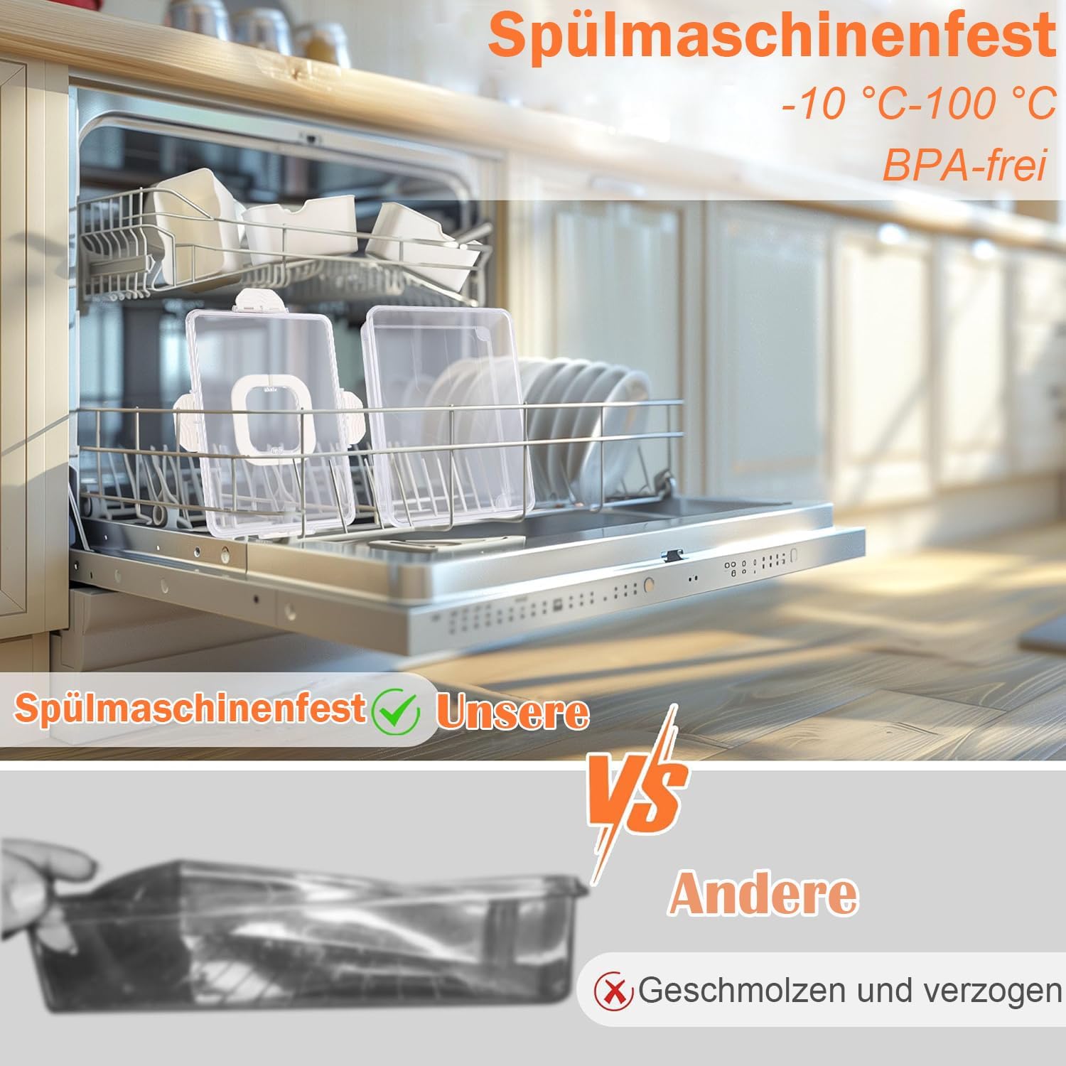 Detalle 2 de FLYGRRIV Snackbox mit 8 Fächern – Deckel, Griff und vielseitige Alltagsaufbewahrung