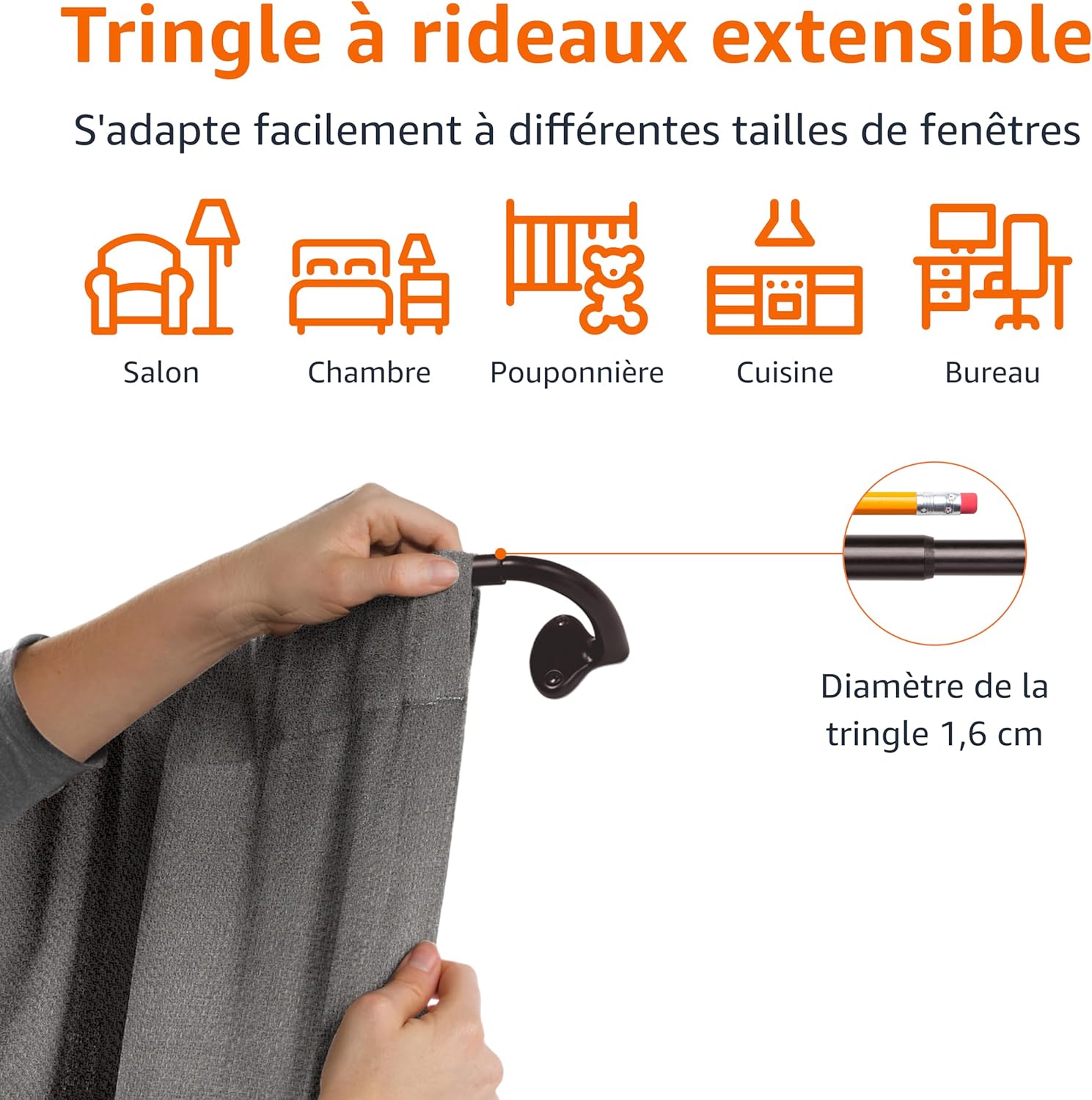 Thumbnail 1 de Tringle à rideaux extensible Amazon Basics — Bronze, 71 à 122 cm, Ø1,59 cm