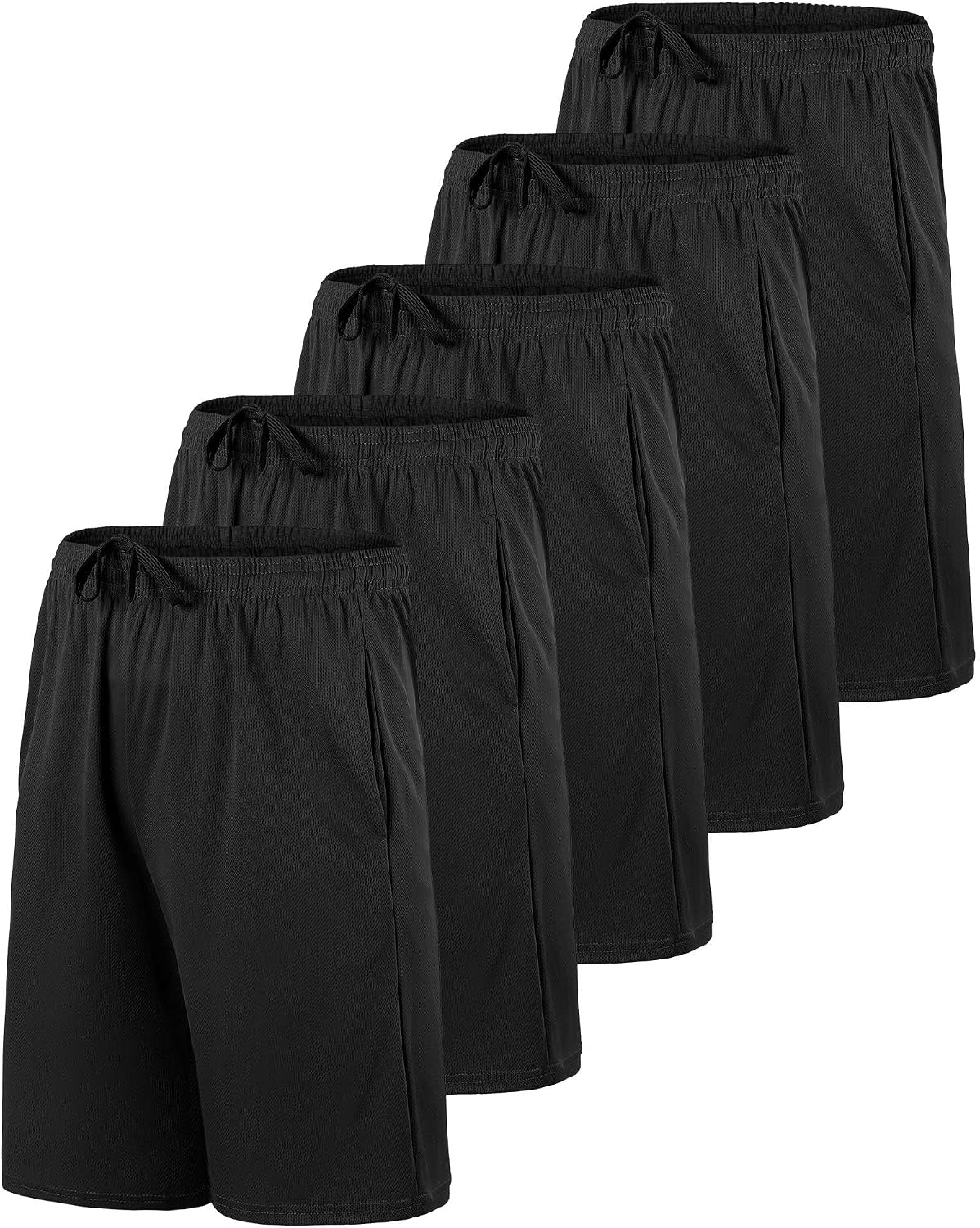 Thumbnail 6 de Real Essentials 5 Pack Boys' Mesh Basketball Athletic Shorts with Pockets