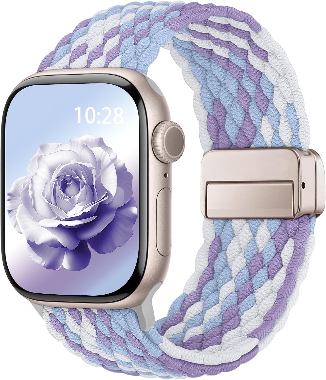 Detalle de Braided Nylon Magnetic Apple Watch Strap – Universal 38–49mm, for iWatch Series 1–11, SE and Ultra