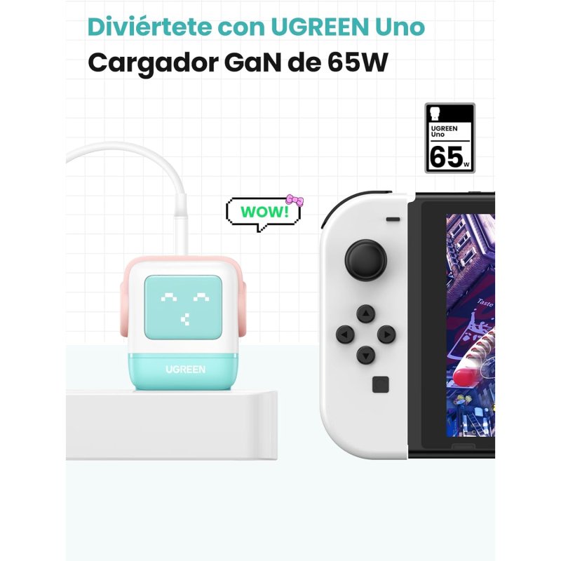 Detalle de Ugreen Uno 65W GaN cargador 2x USB-C + USB-A
