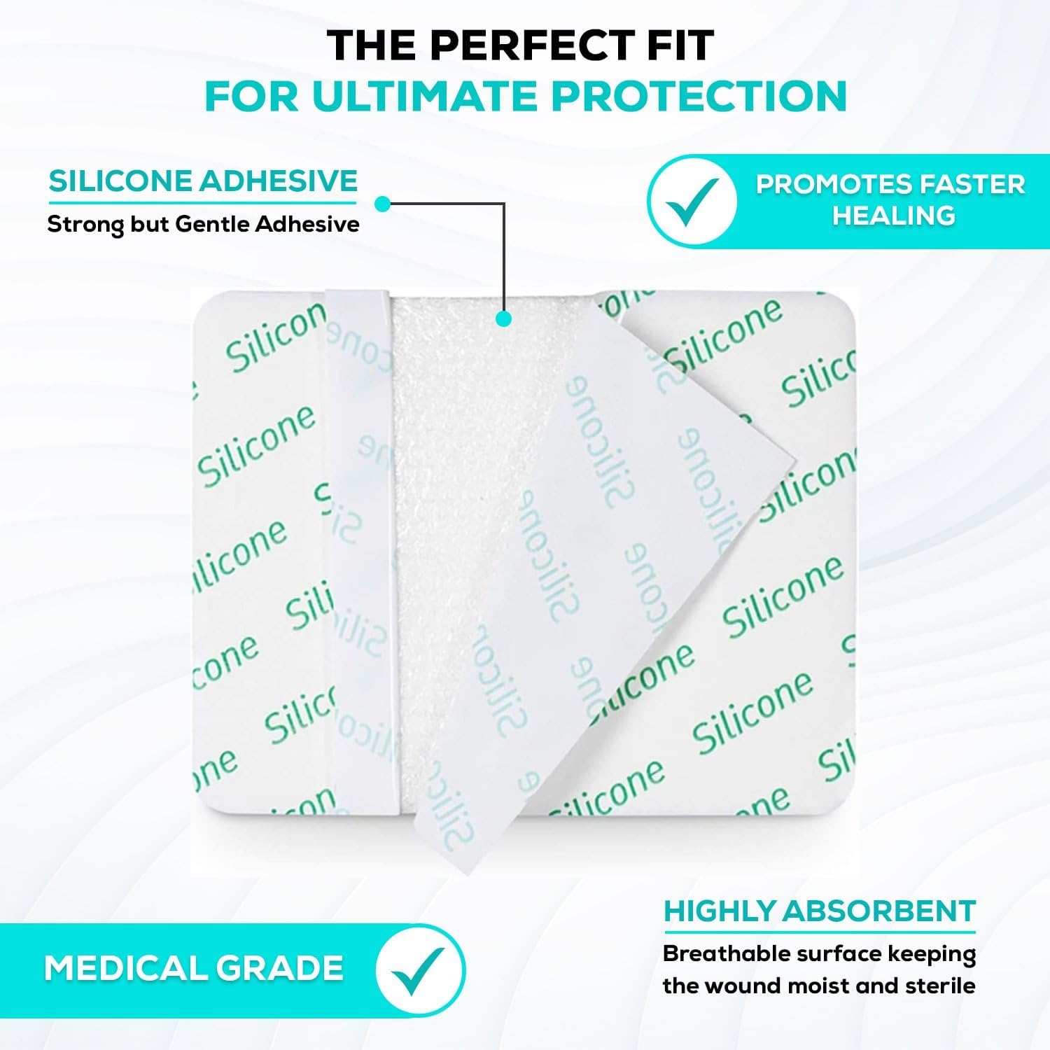 Detalle de MedVance V3000405-N Silicone Foam Dressing, 4" x 5", Box of 5