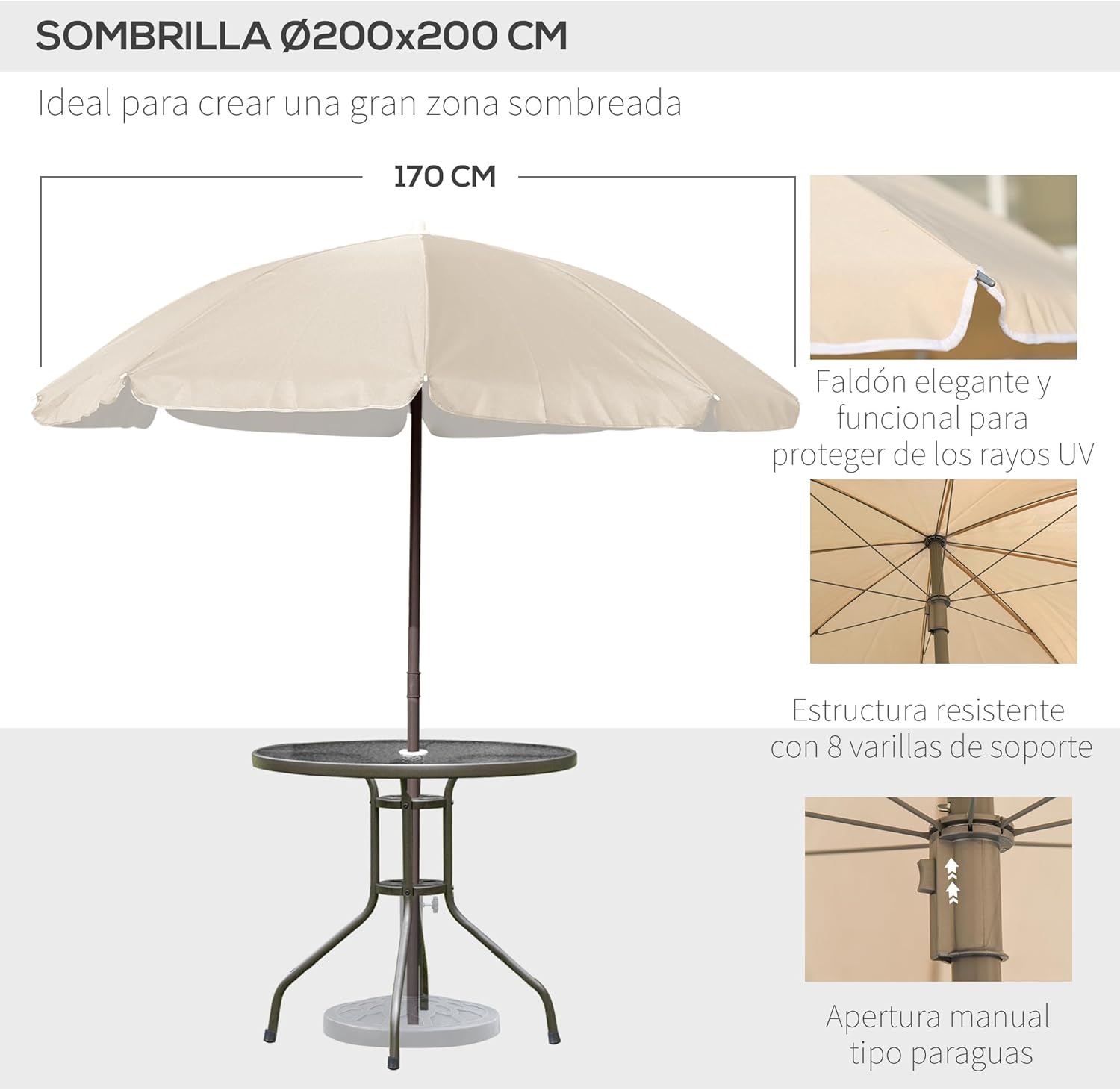 Thumbnail 3 de Outsunny Conjunto jardín 6 piezas 80 cm