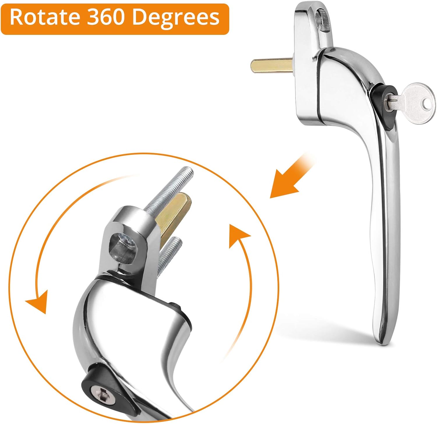 Thumbnail 5 de Neoteck Window Handle 2Pcs Inline Espag Locking (Chrome) – Versatile, Secure UPVC Replacement