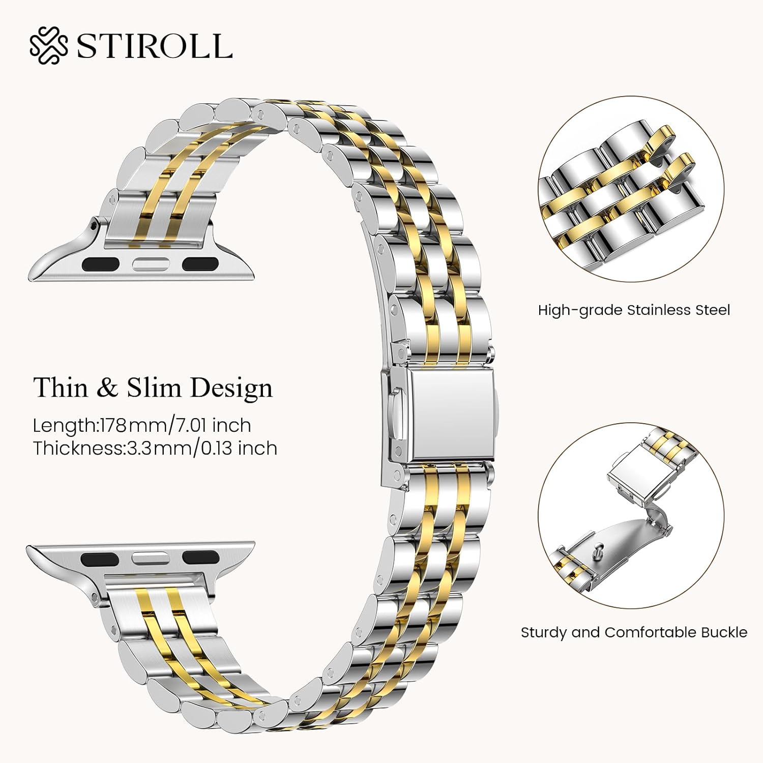 Detalle de STIROLL Slim Metal Band 12–14mm