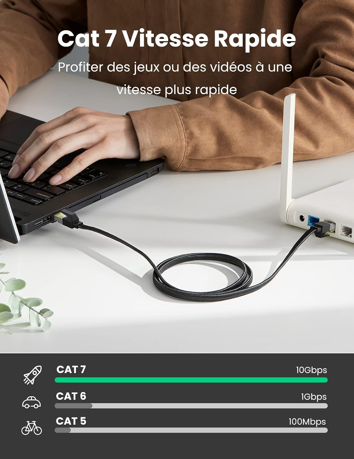 Detalle 2 de UGREEN Cat 7 Ethernet plat 15 m